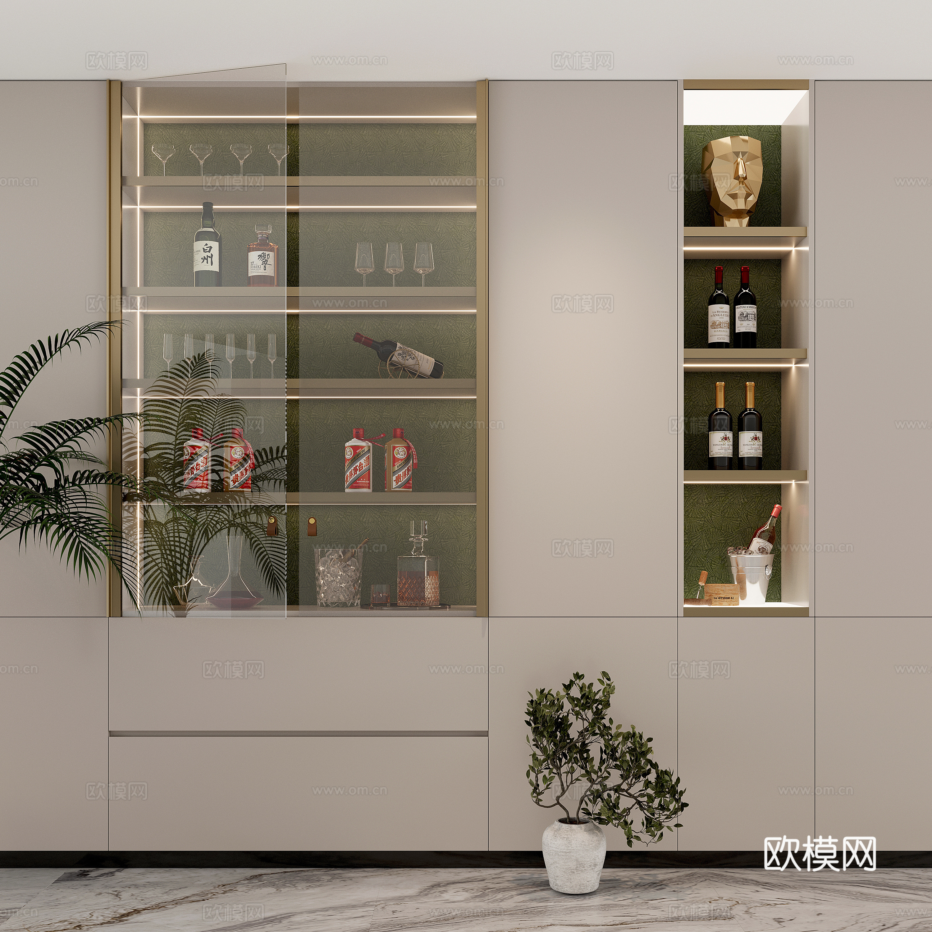 Modern wine cabinet 3d model