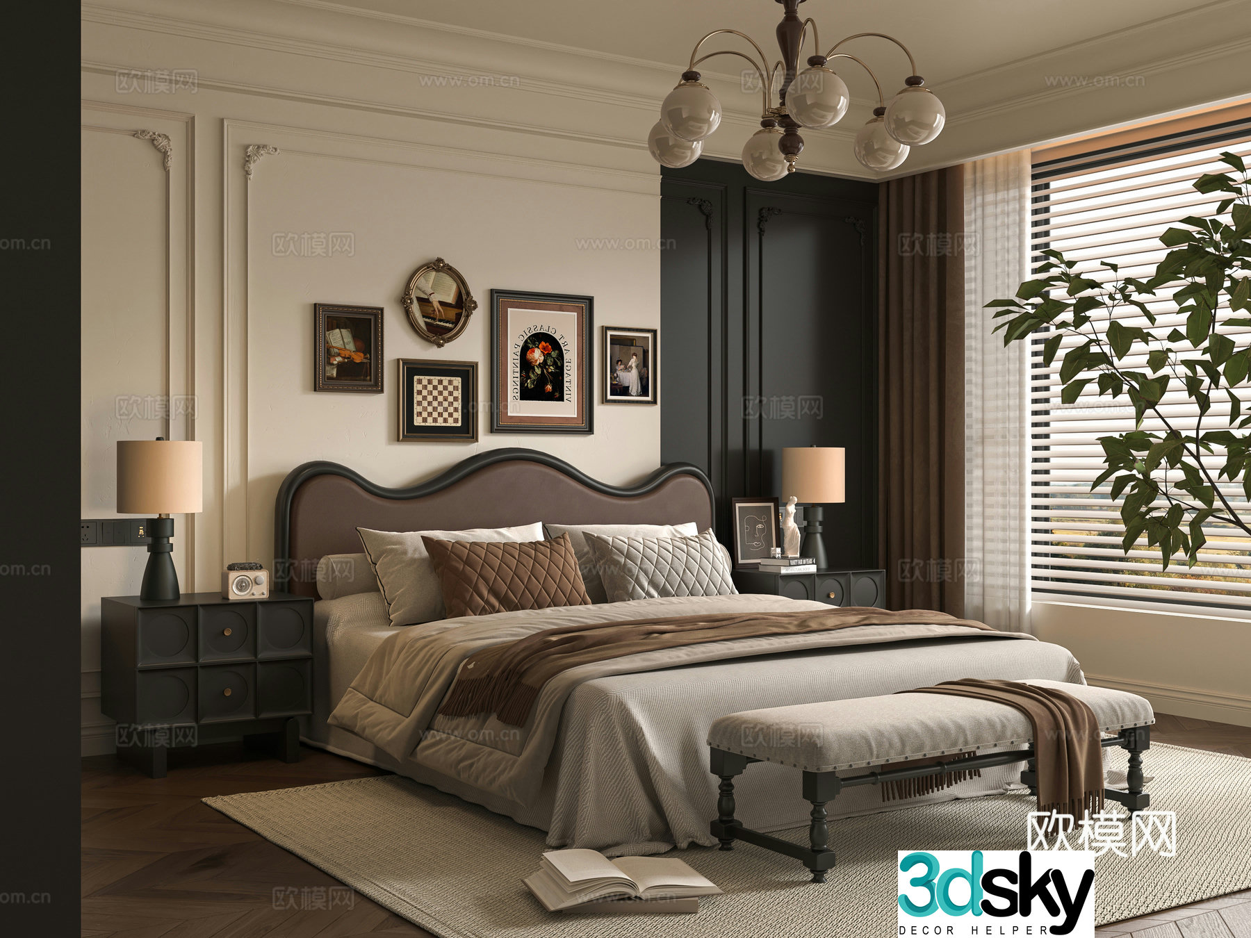 Middle-aged bedroom 3d model