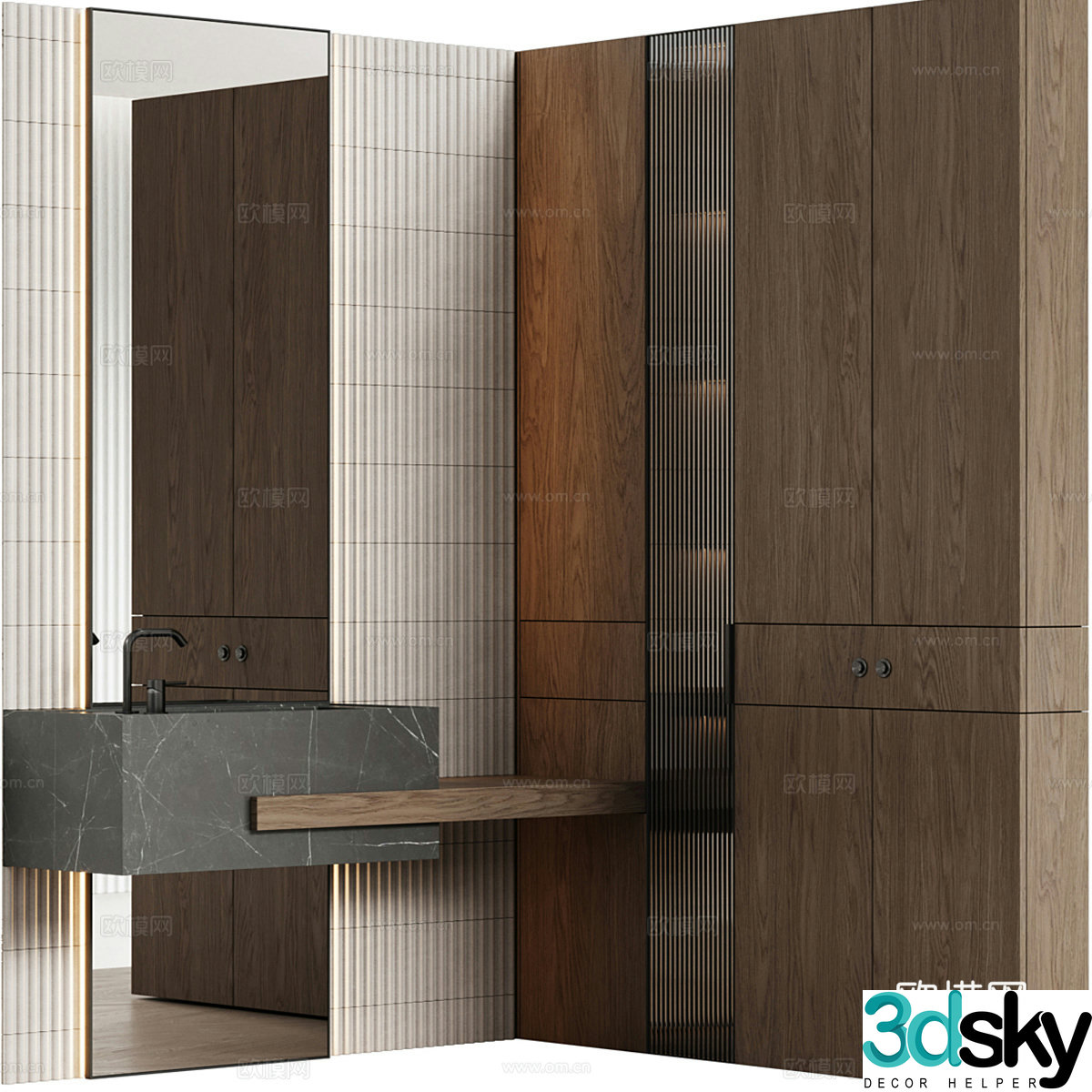 New Chinese style wall decoration bathroom cabinet 3D model