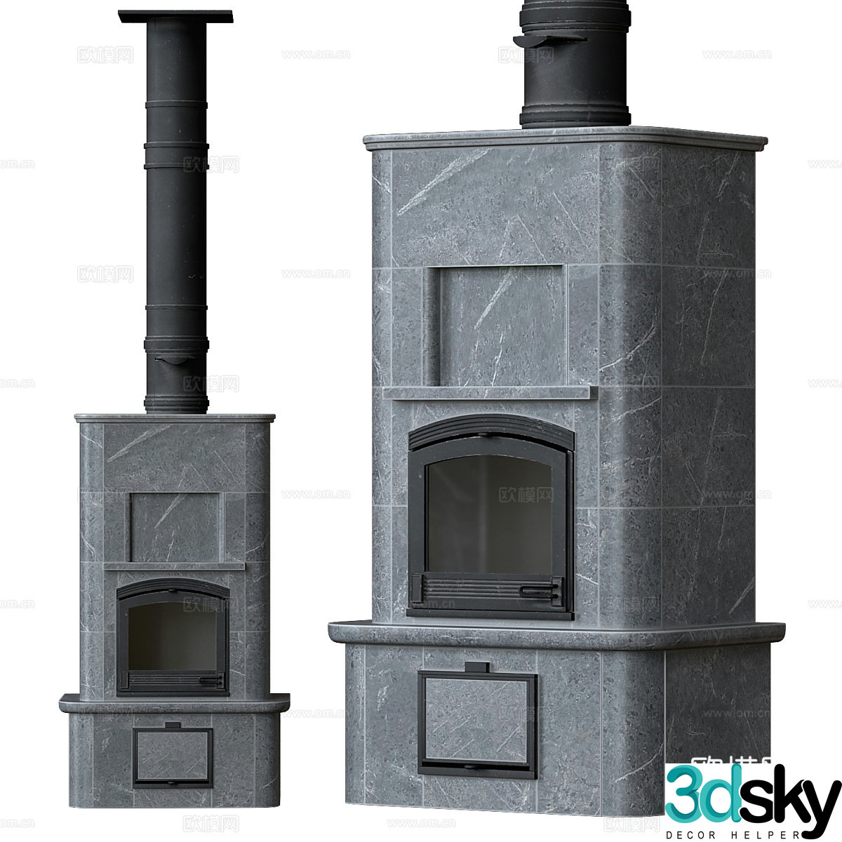 Fireplace Stone stove 3d model