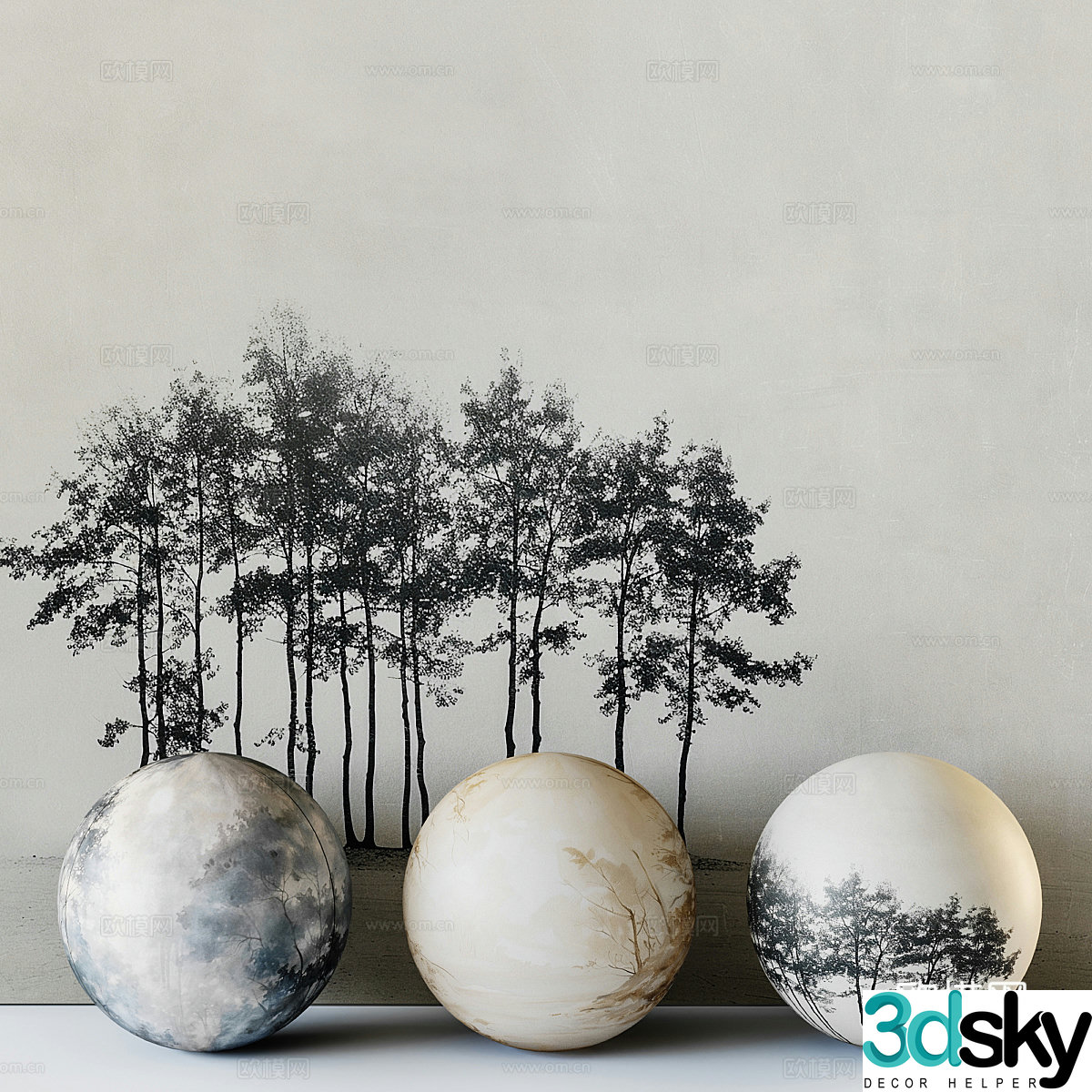 New Chinese style mural wallpaper 3d model