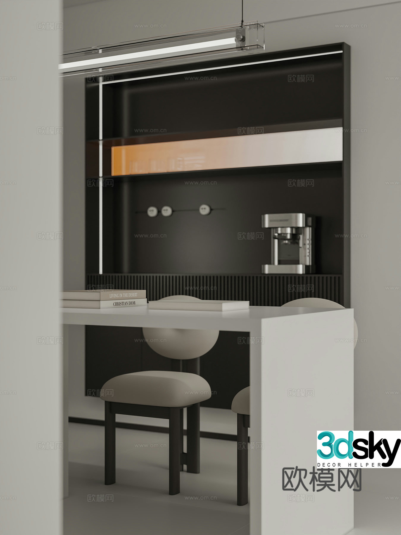 Modern minimalist restaurant 3d model