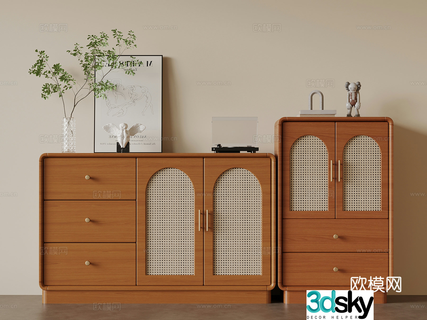 Jijifeng side cabinet end view cabinet dining side cabinet low cabinet 3D model