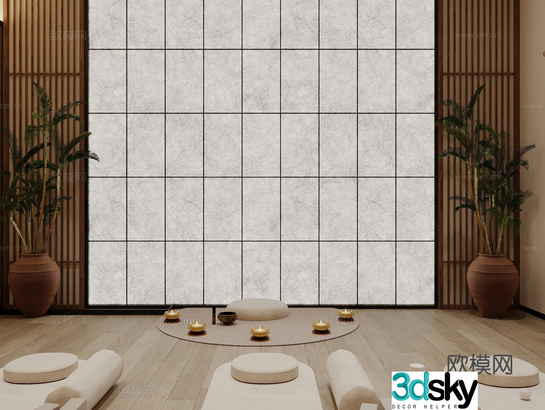 Modern beauty salon_DuPont paper background wall_Healing room_Meditation room_Pilates 3D model
