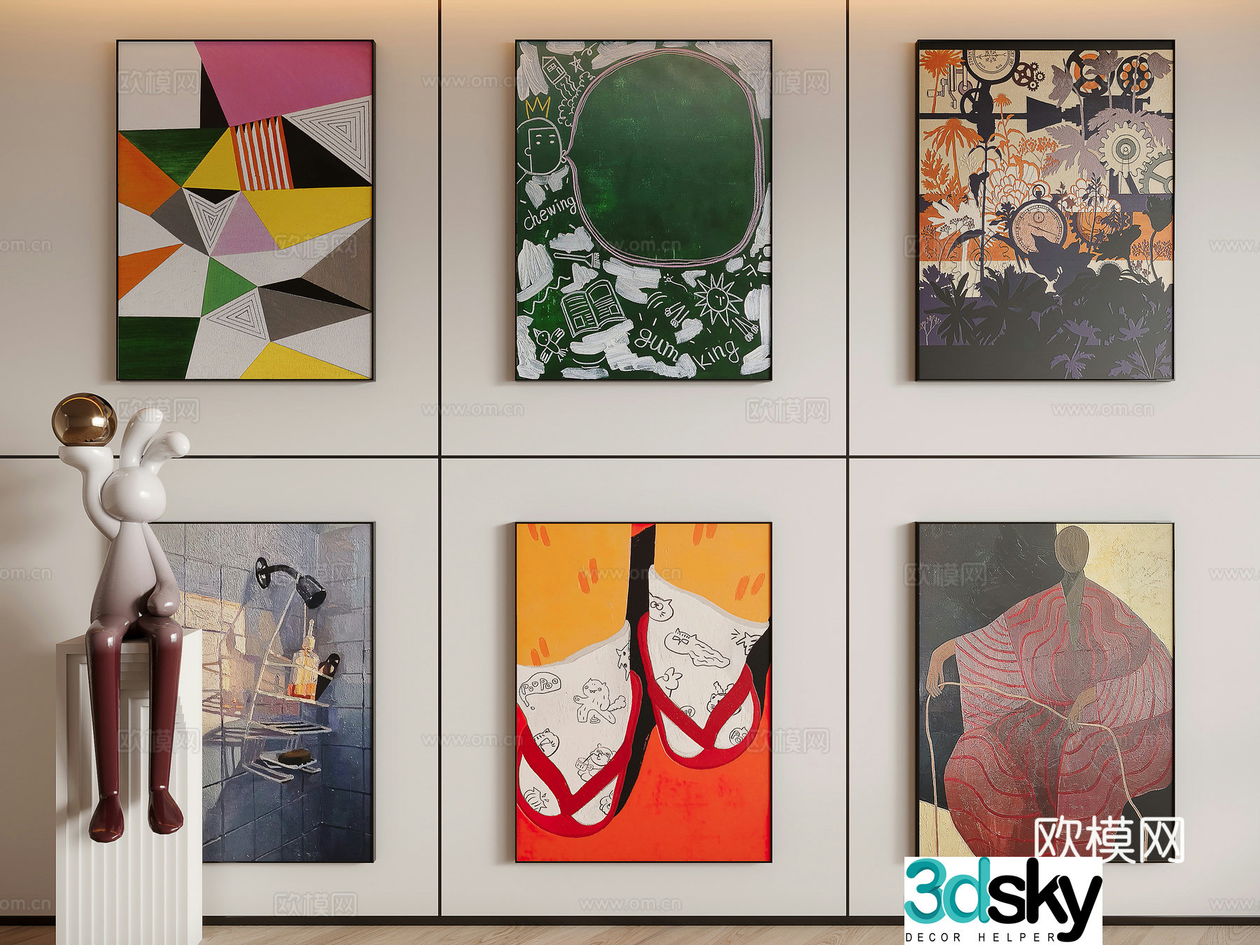 Modern dopamine decorative painting 3d model