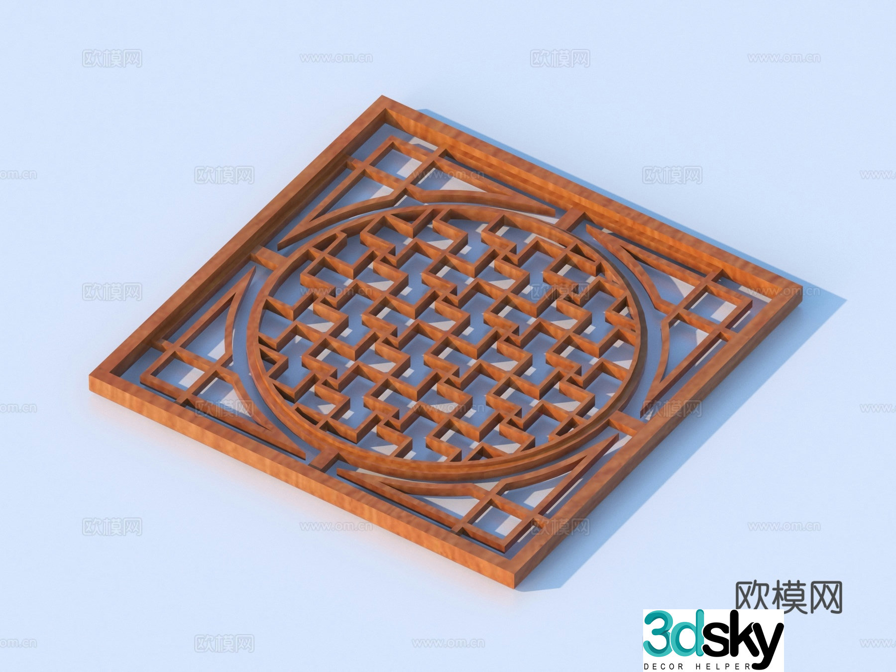 Carved window Grating window Hollow window Relief Wood carving 3D model