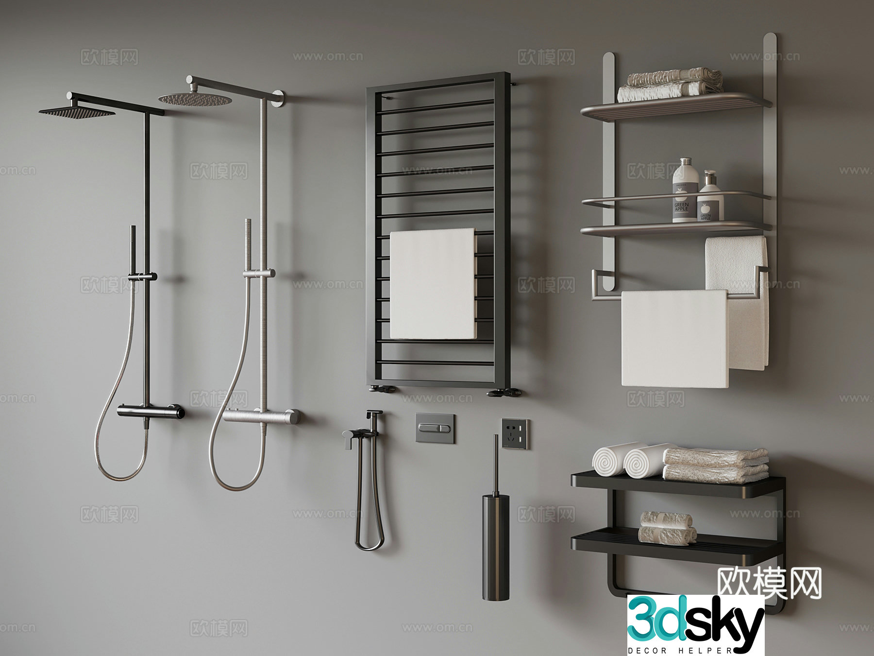 Modern towel rack 3d model