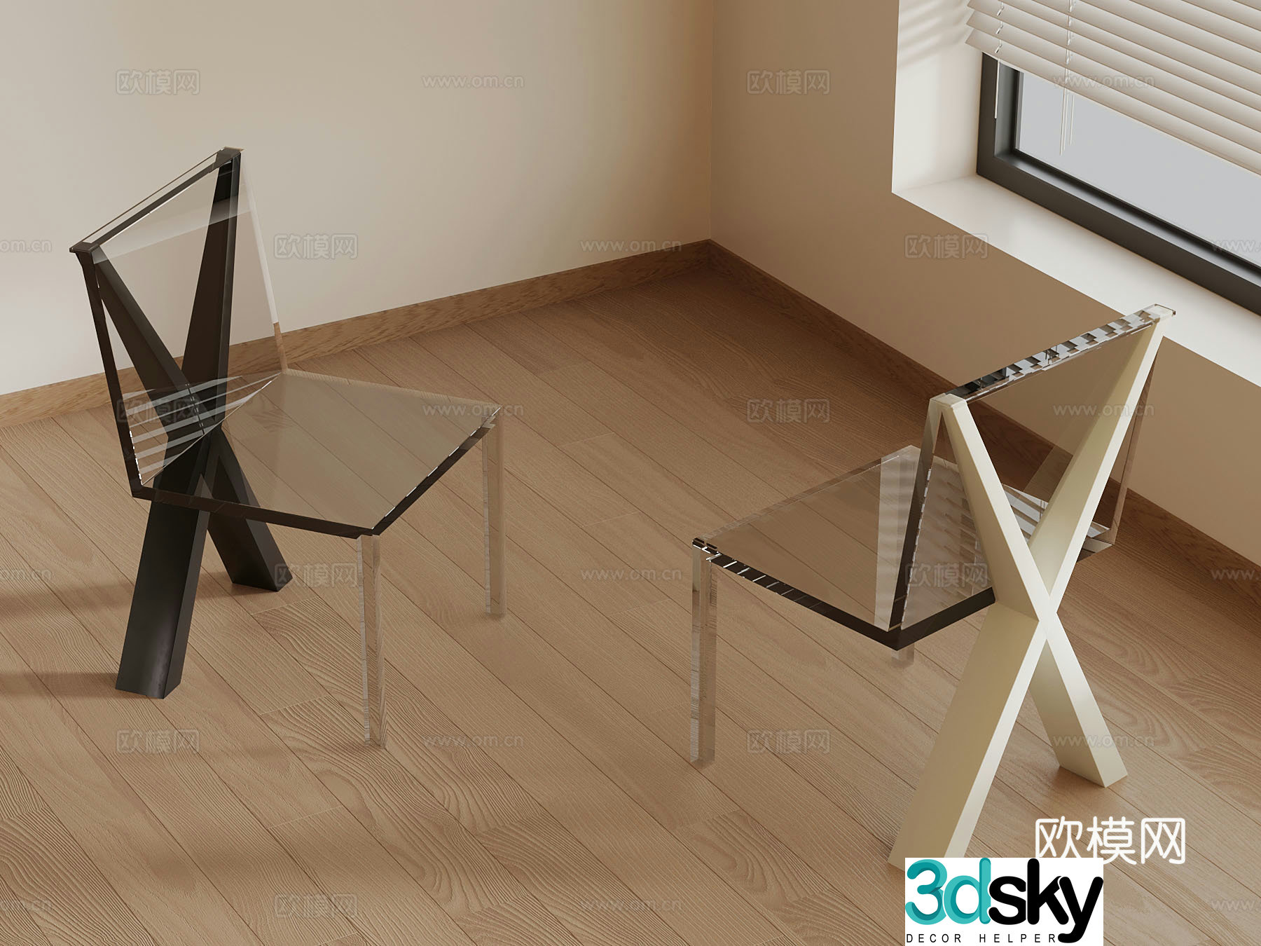 Modern transparent chair without armrests 3d model