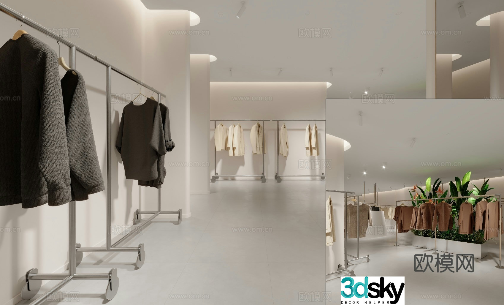 Modern women’s boutique clothing store 3d model