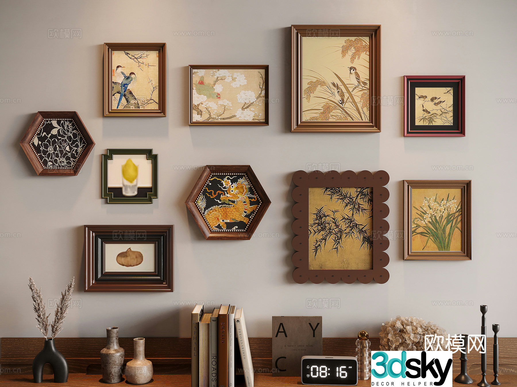 French medieval combination hanging painting 3D model
