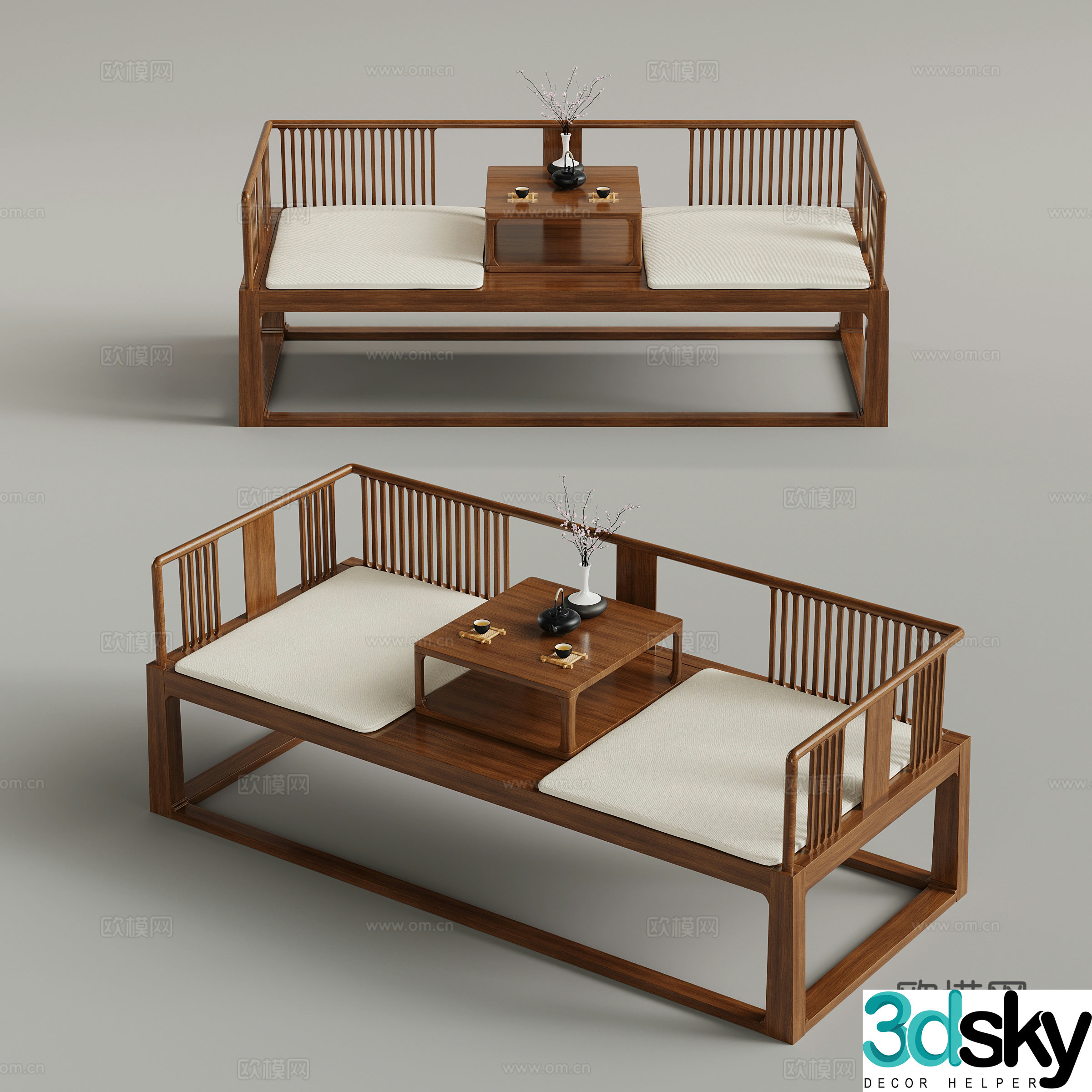 New Chinese Arhat Bed 3D Model