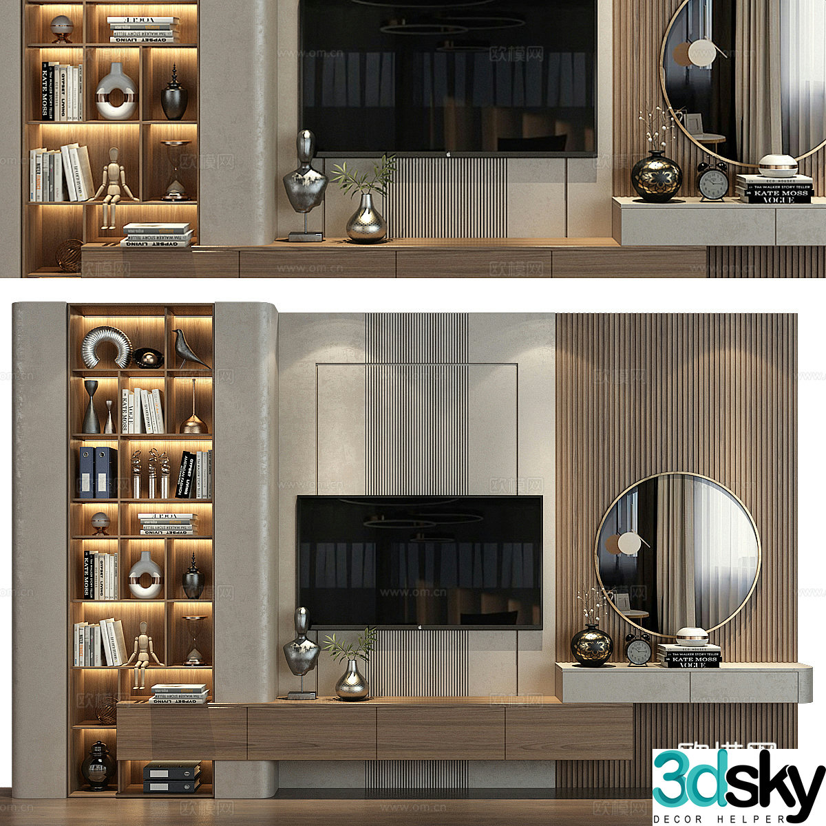 Modern TV background wall 3d model