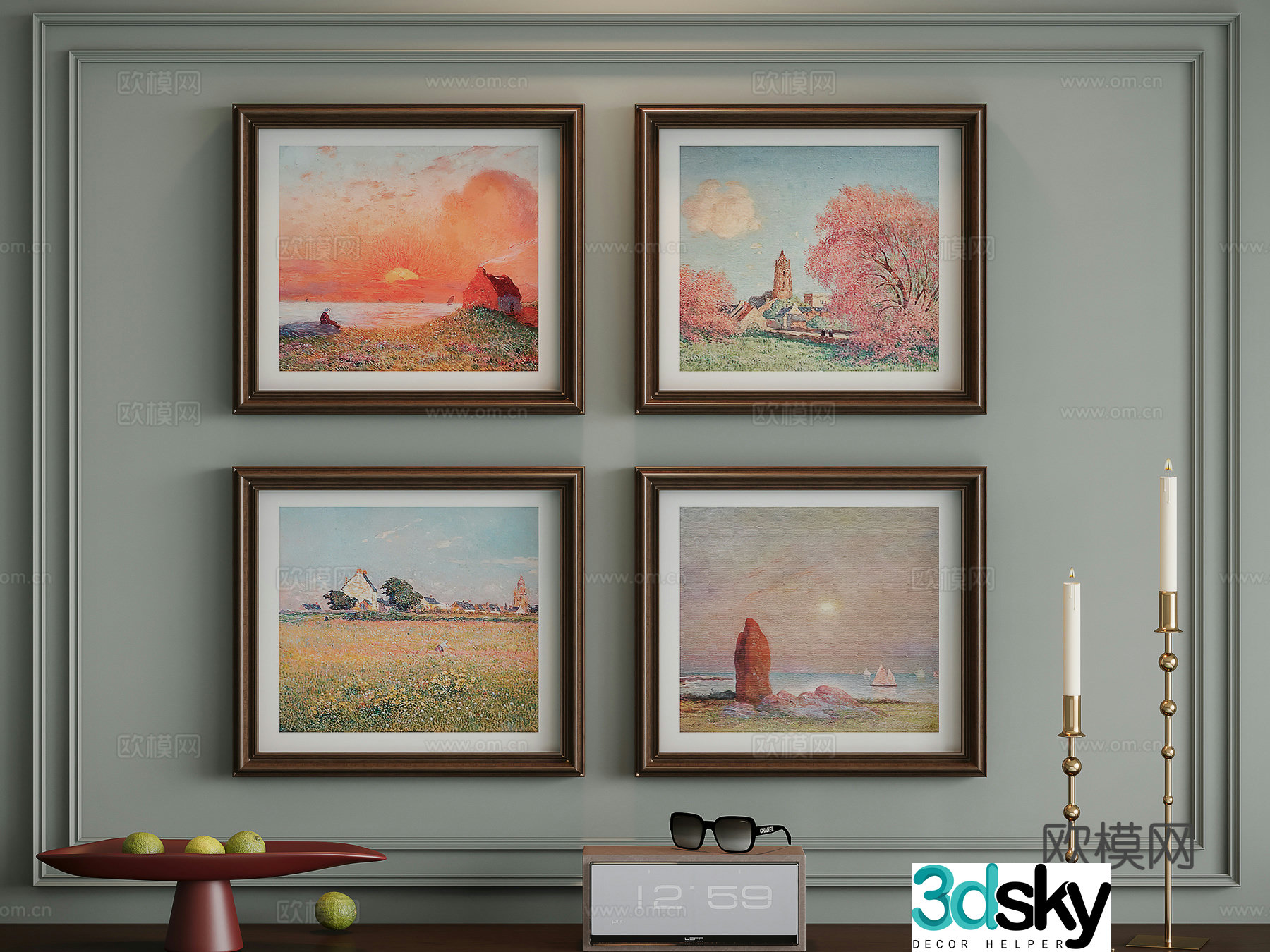 French medieval combination hanging painting 3D model