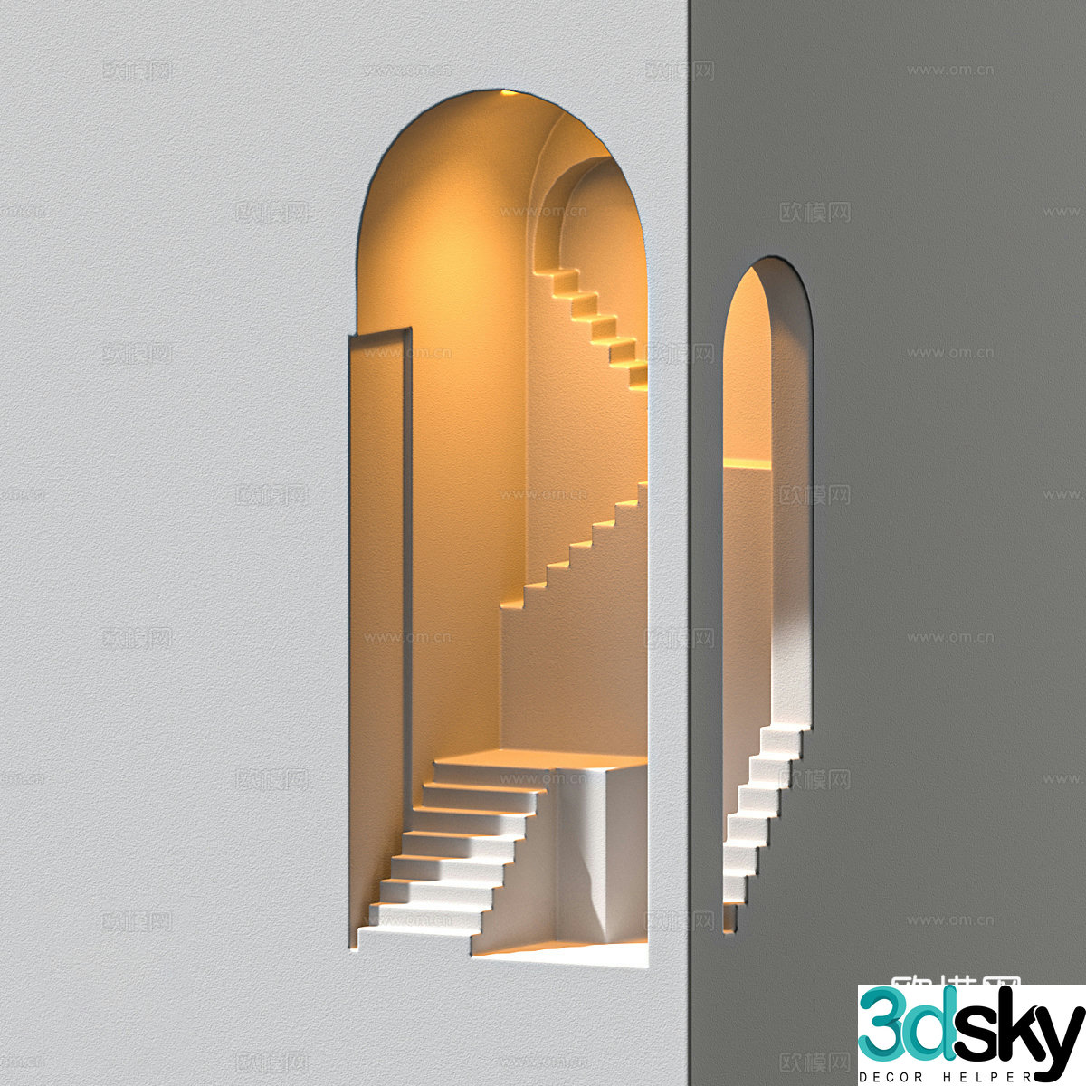Modern stair gypsum lamp 3d model