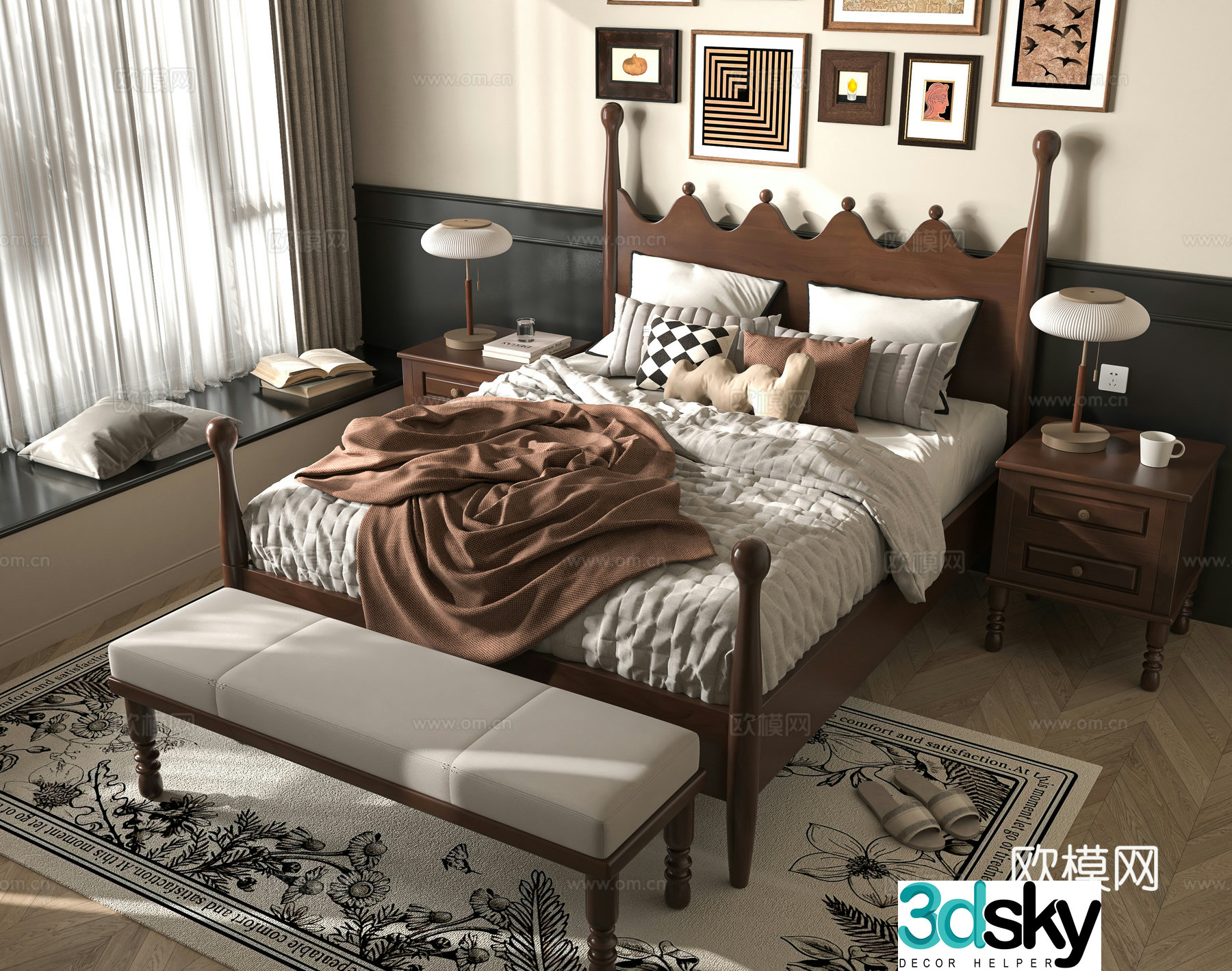 Middle-aged bedroom 3d model