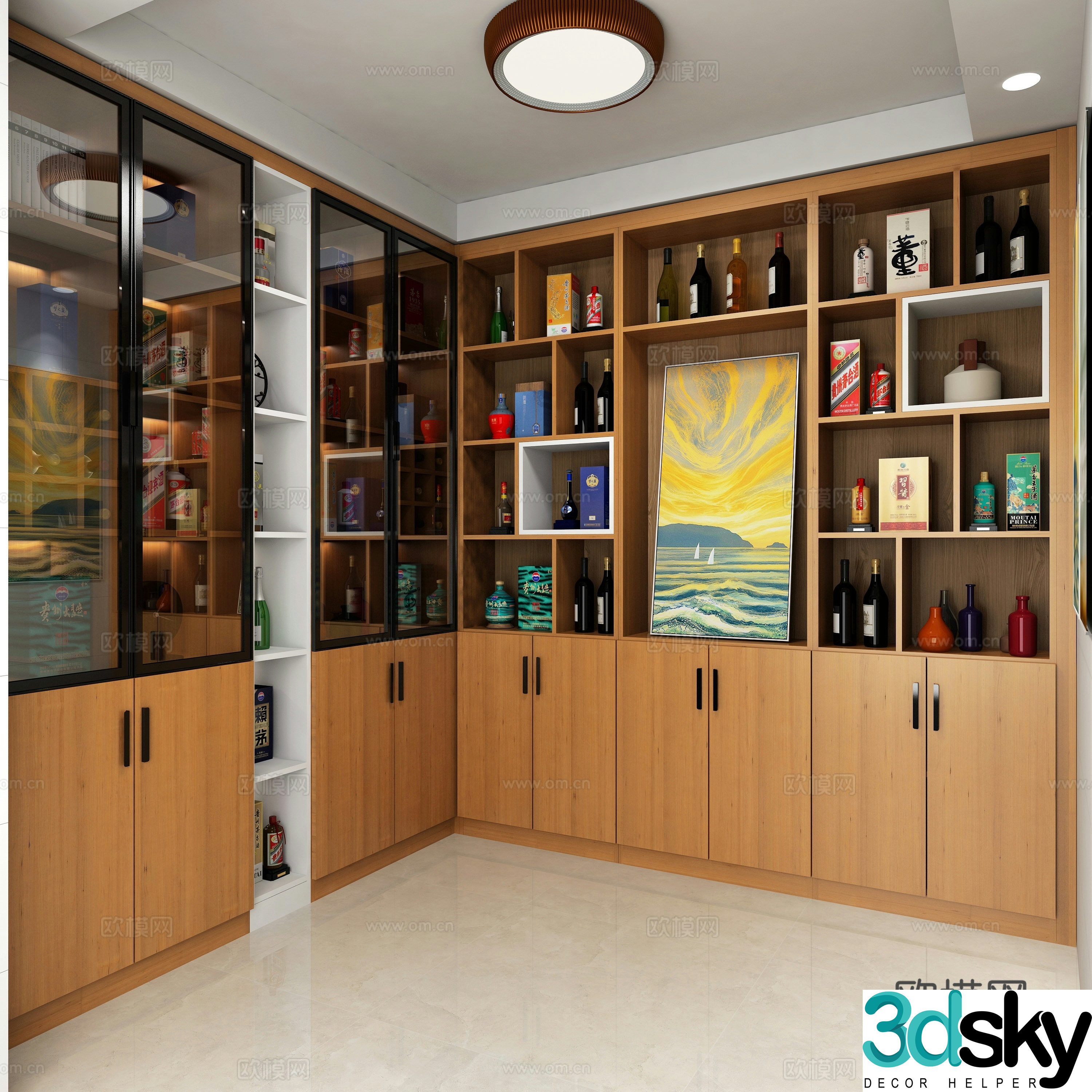 Modern wine cabinet combination wine cabinet basement wine cabinet simple wine cabinet 3D model