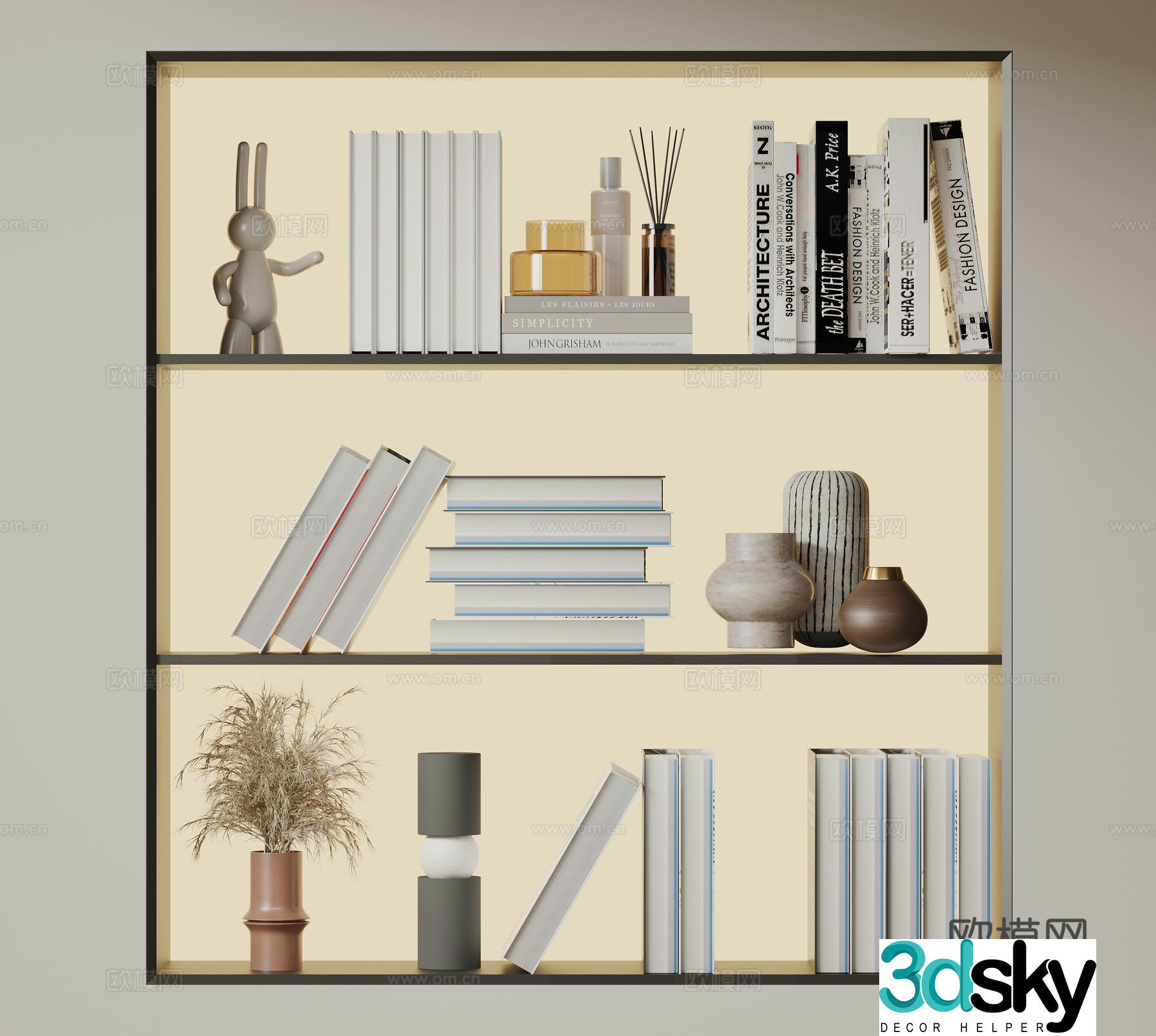 Modern ornament combination Minimalist ornament sculpture Books and books Vase ceramic 3d model