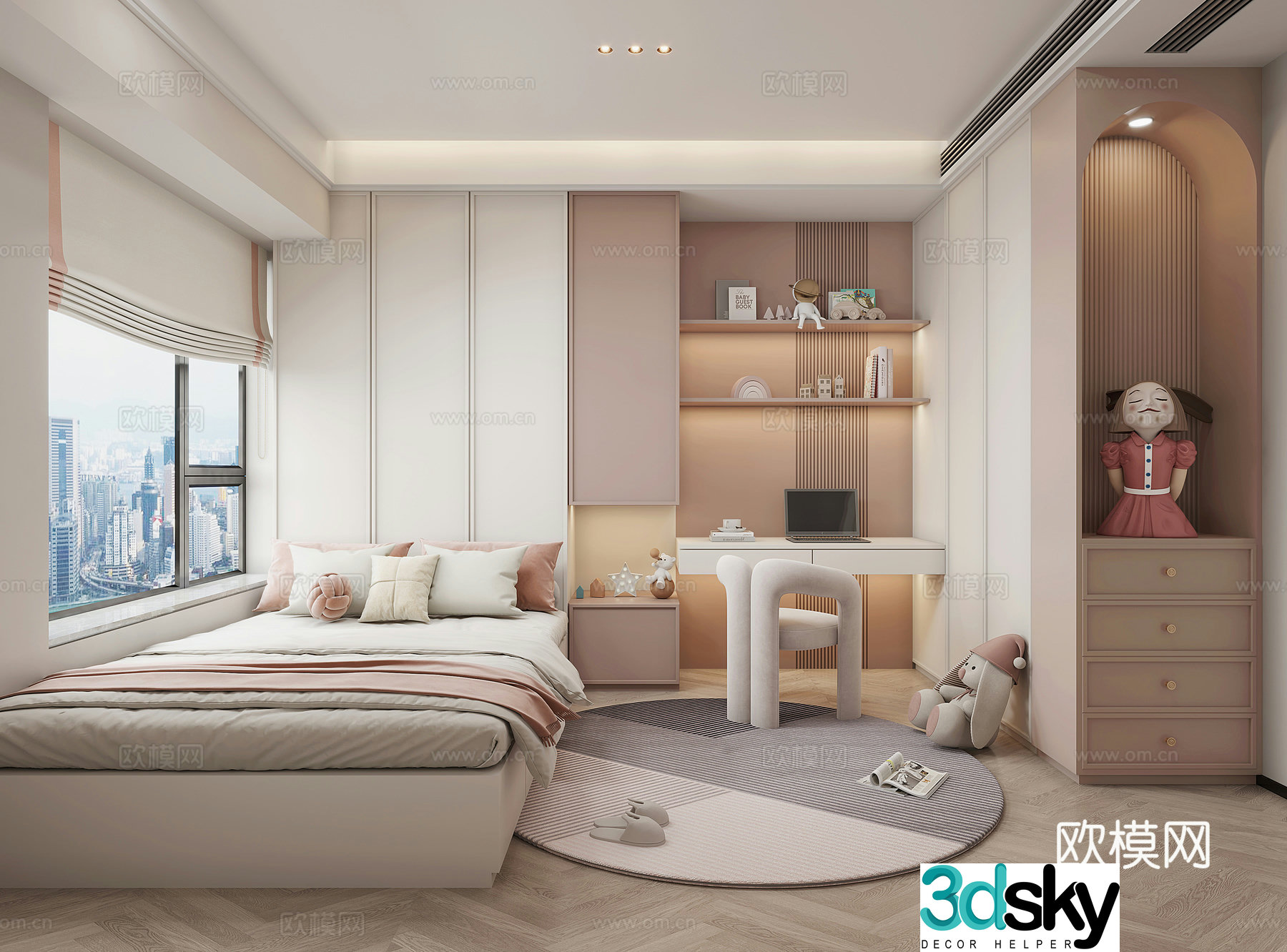 Modern children’s room cream children’s room 3d model