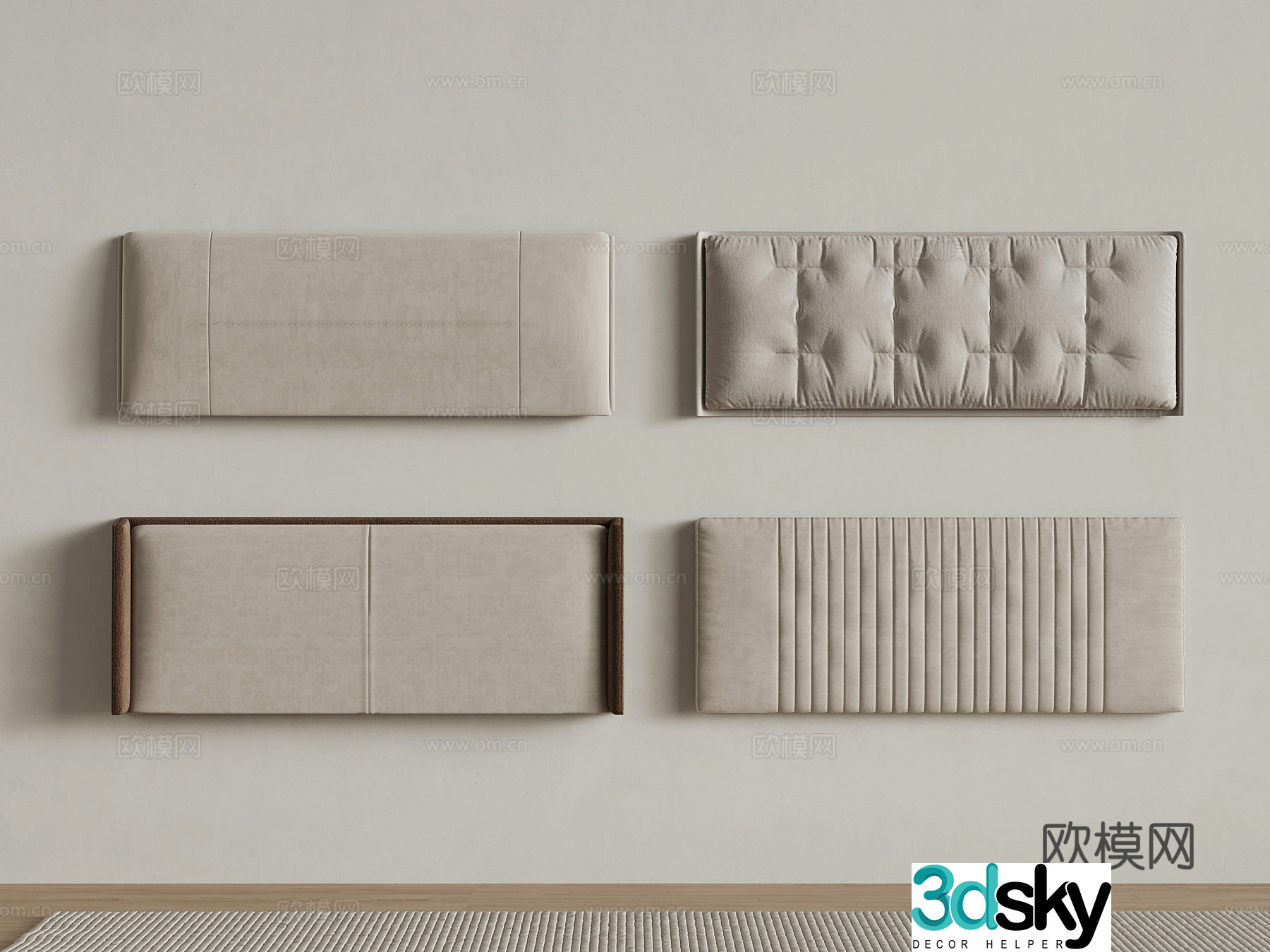 Modern bedside bedside double bedside bedside 3D model