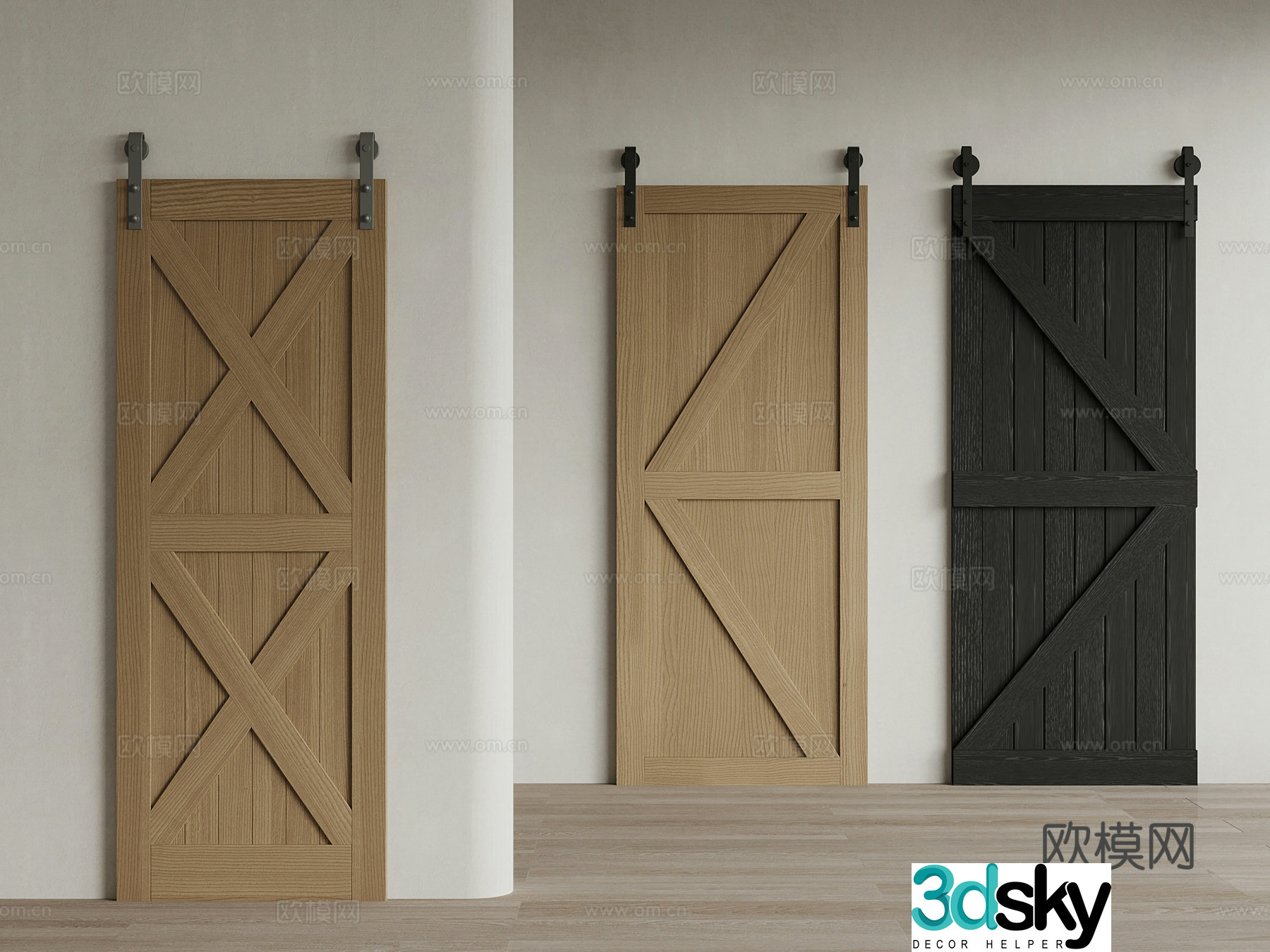 Modern barn door 3d model