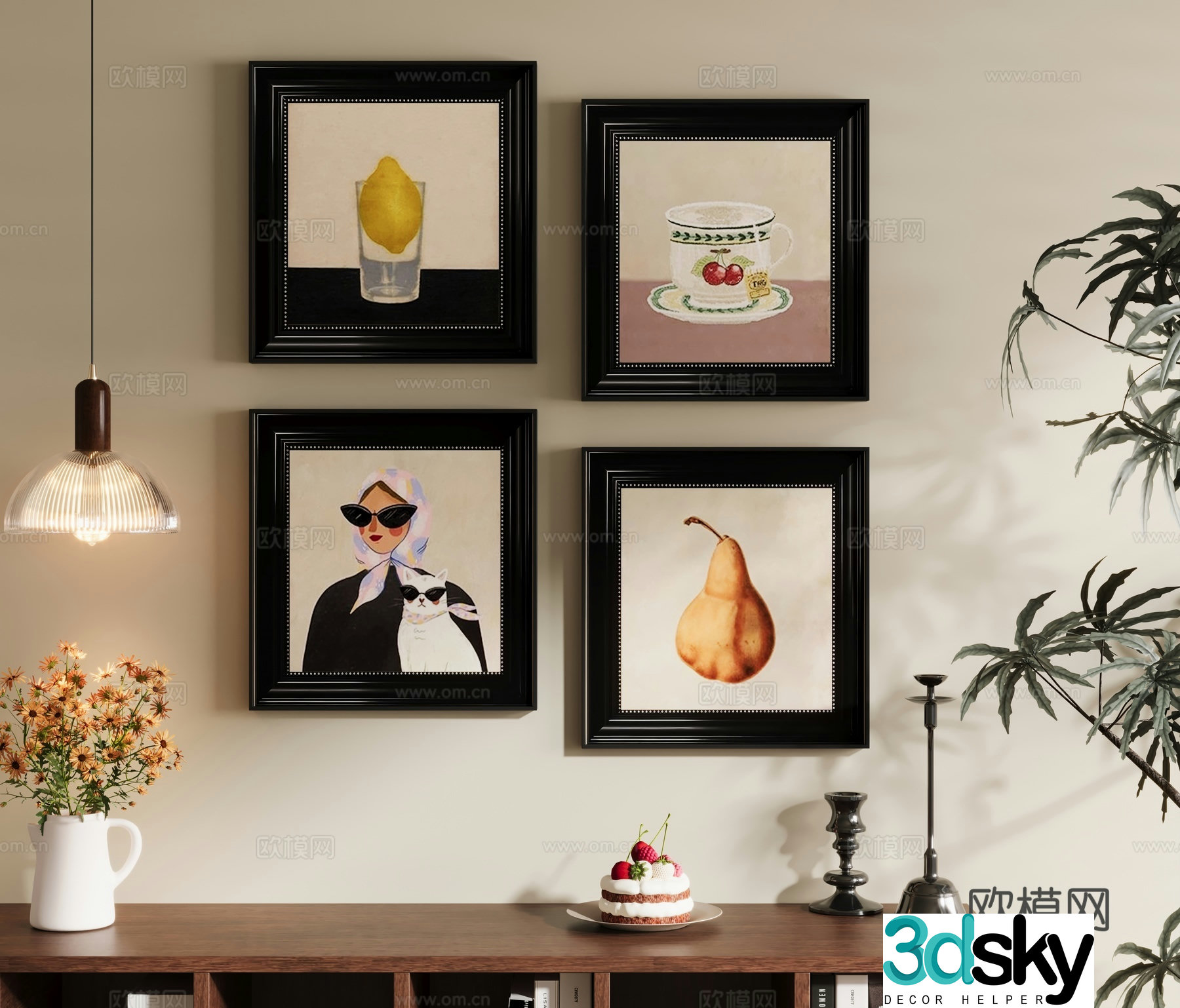 3D model of medieval style decorative painting