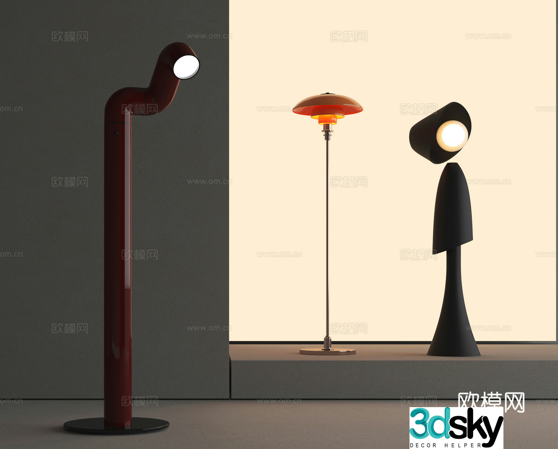 Modern floor lamp corner lamp decorative lamp creative catering art floor lamp special floor 3D model