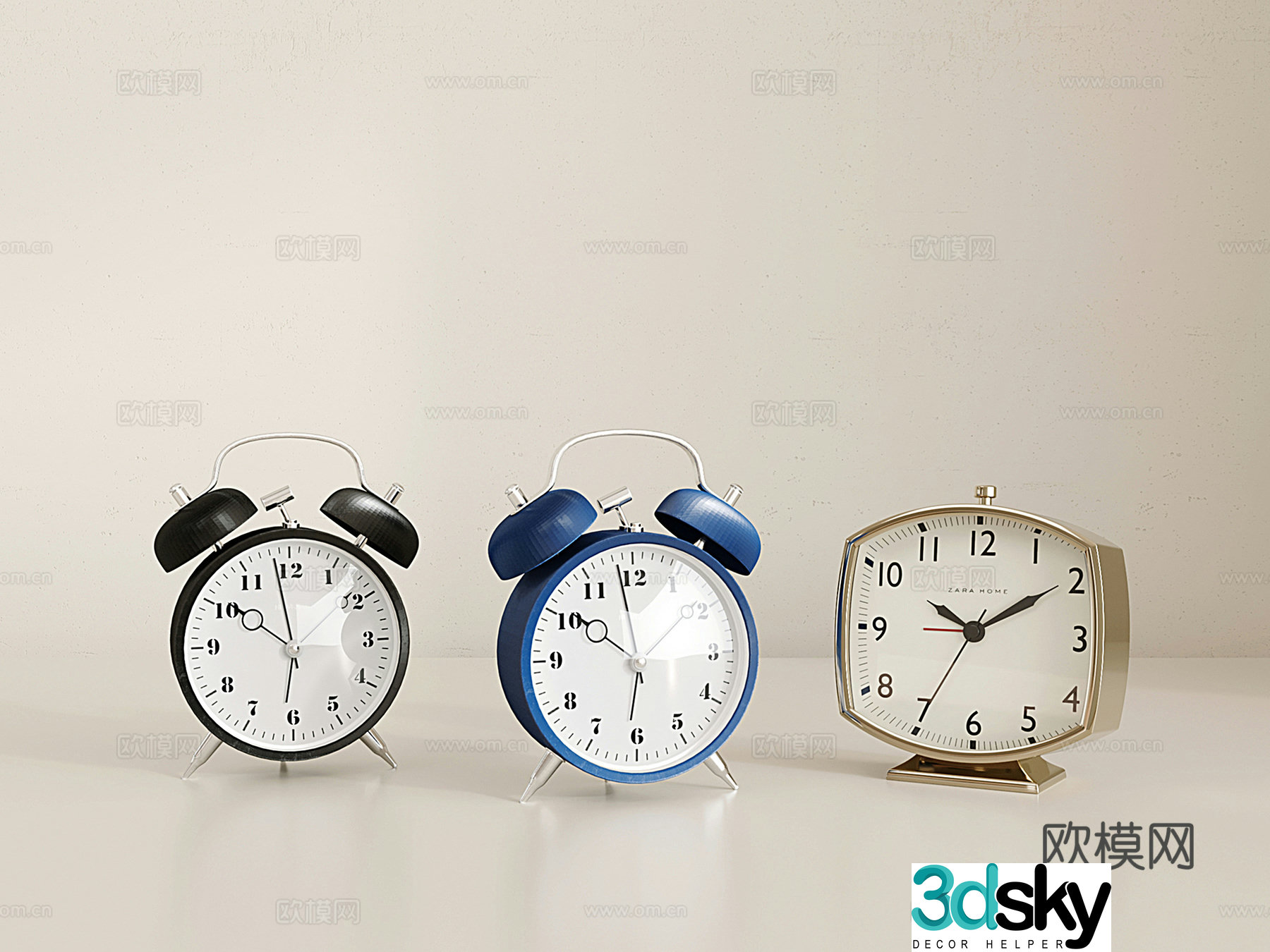 Modern alarm clock vintage retro alarm clock student alarm clock watch table clock 3d model