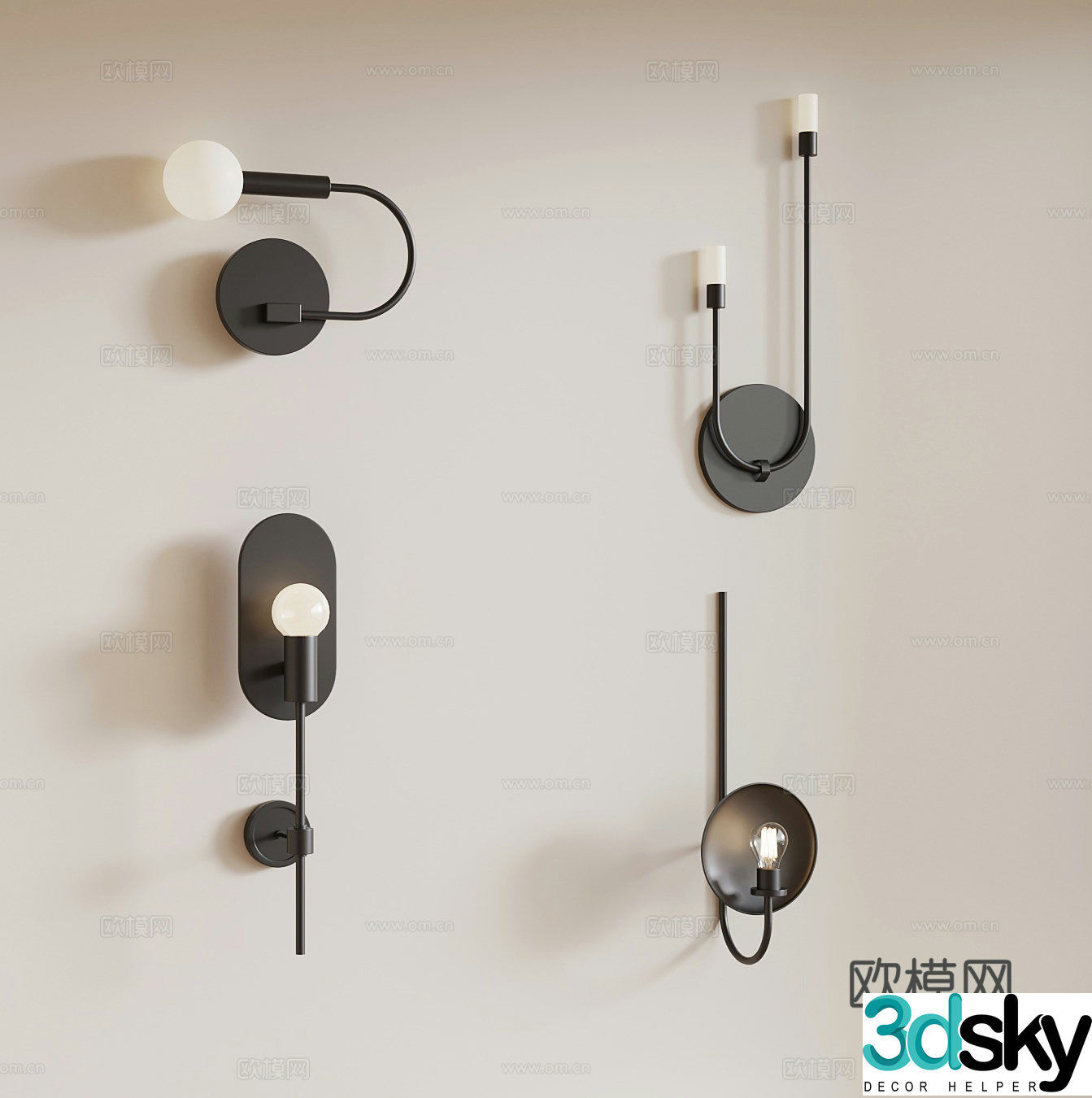 Modern small wall lamp bedside lamp decorative lamp 3d model