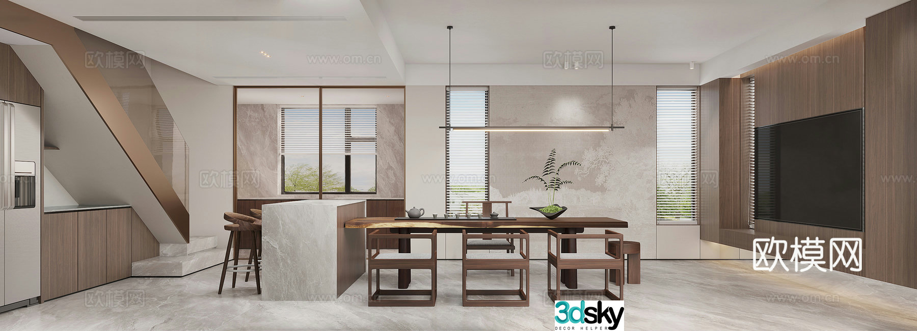 New Chinese living room 3D model