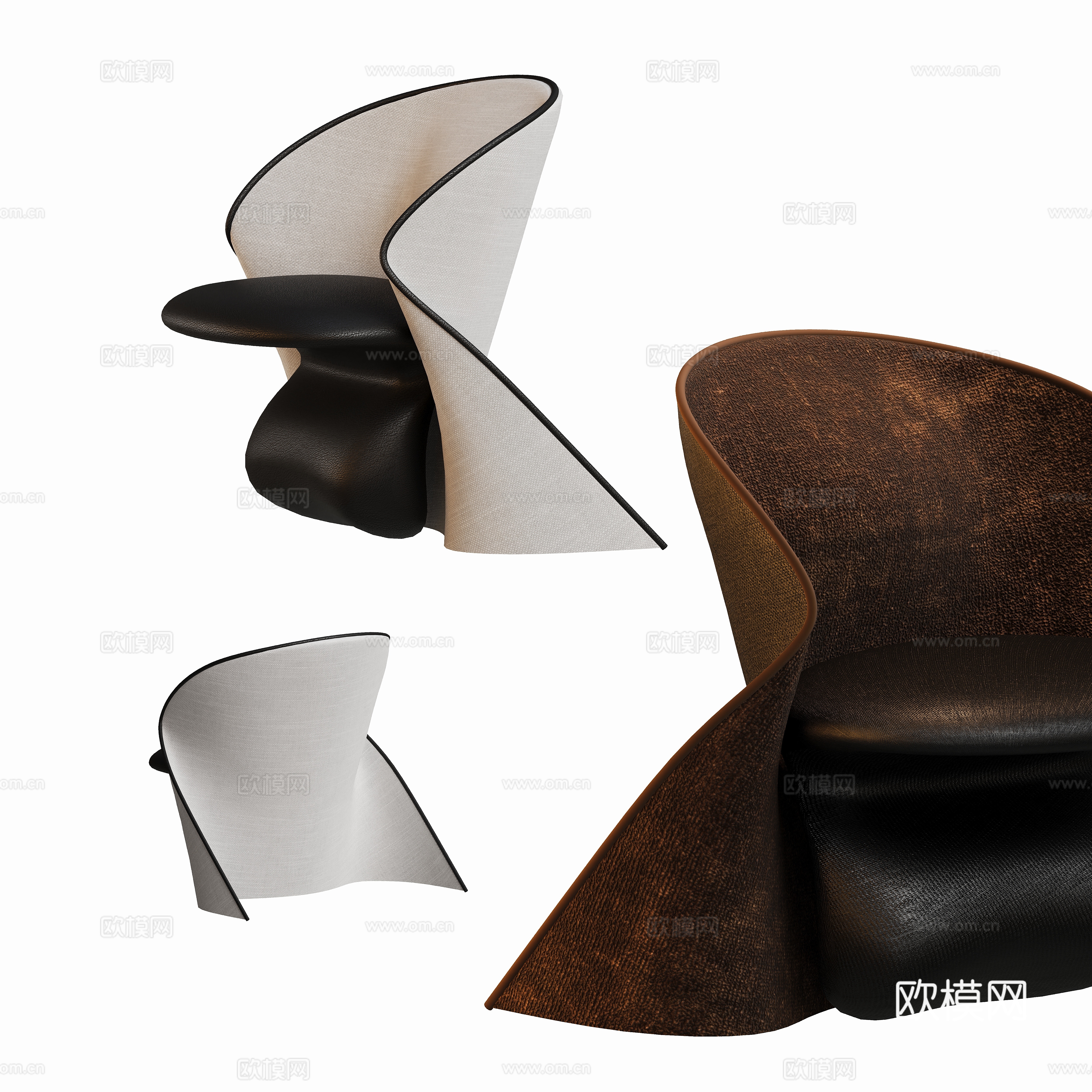 Modern art shaped casual sofa chair 3d model