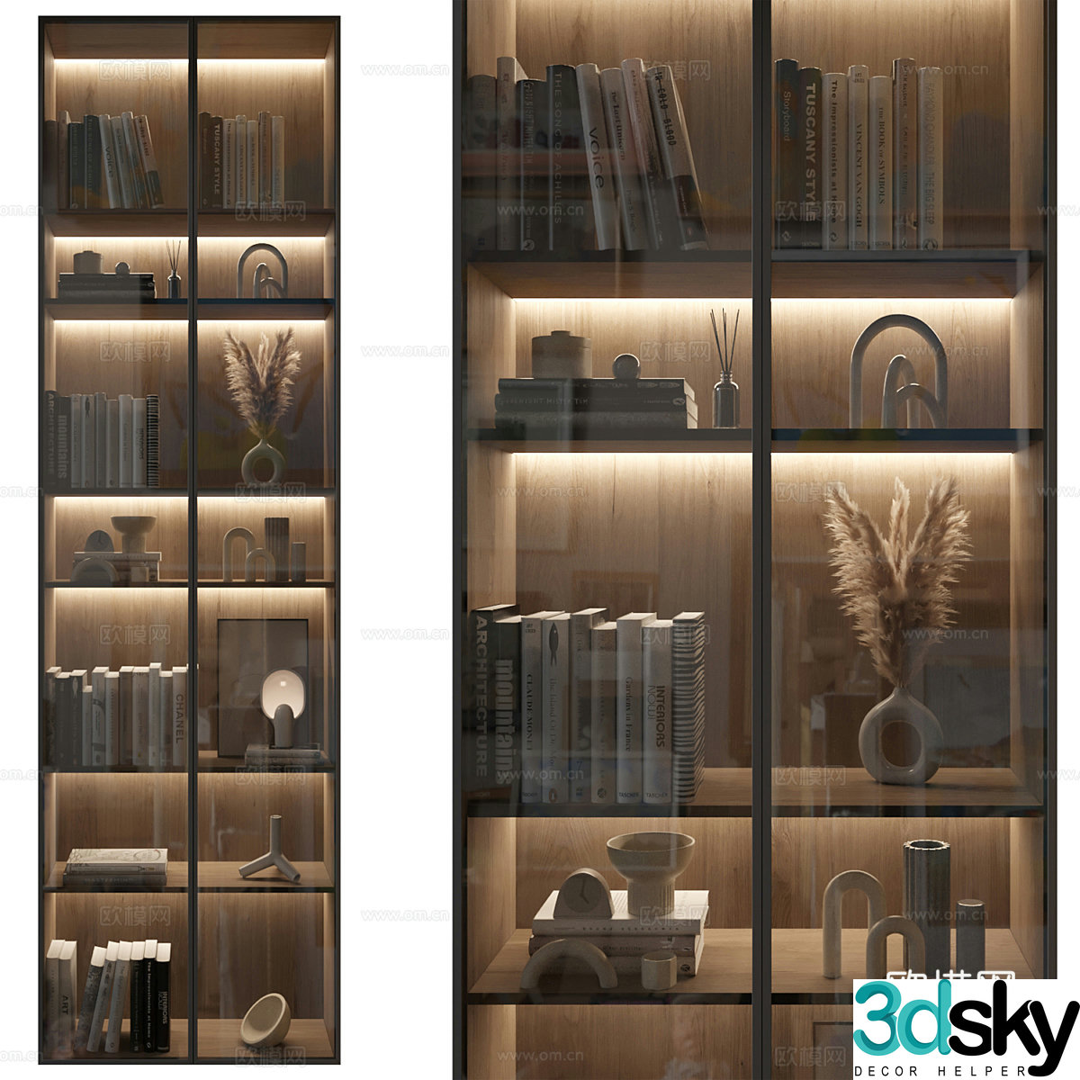 Modern minimalist glass bookcase 3d model