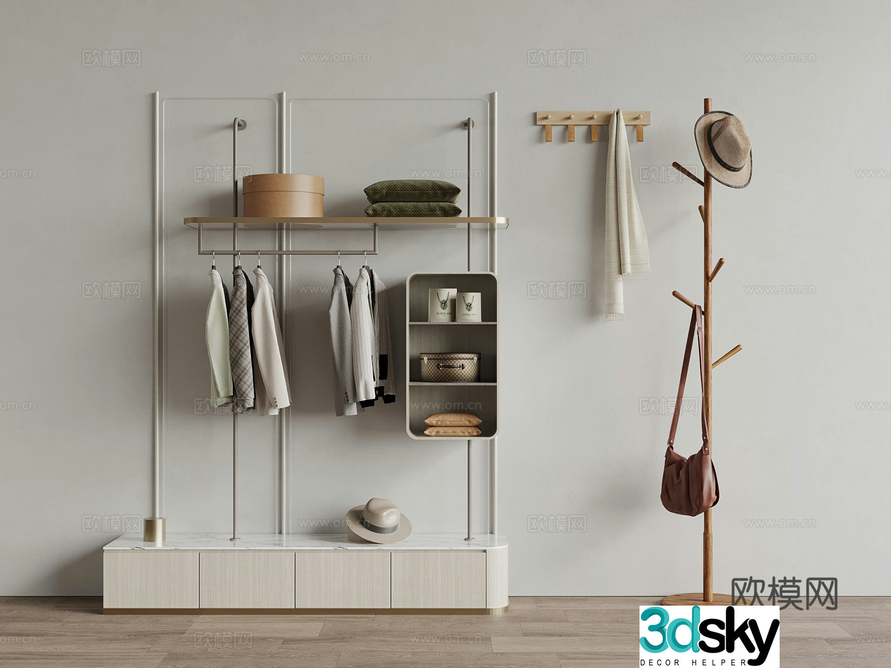 Modern clothes hanger clothes hook clothes hanger clothes board 3d model