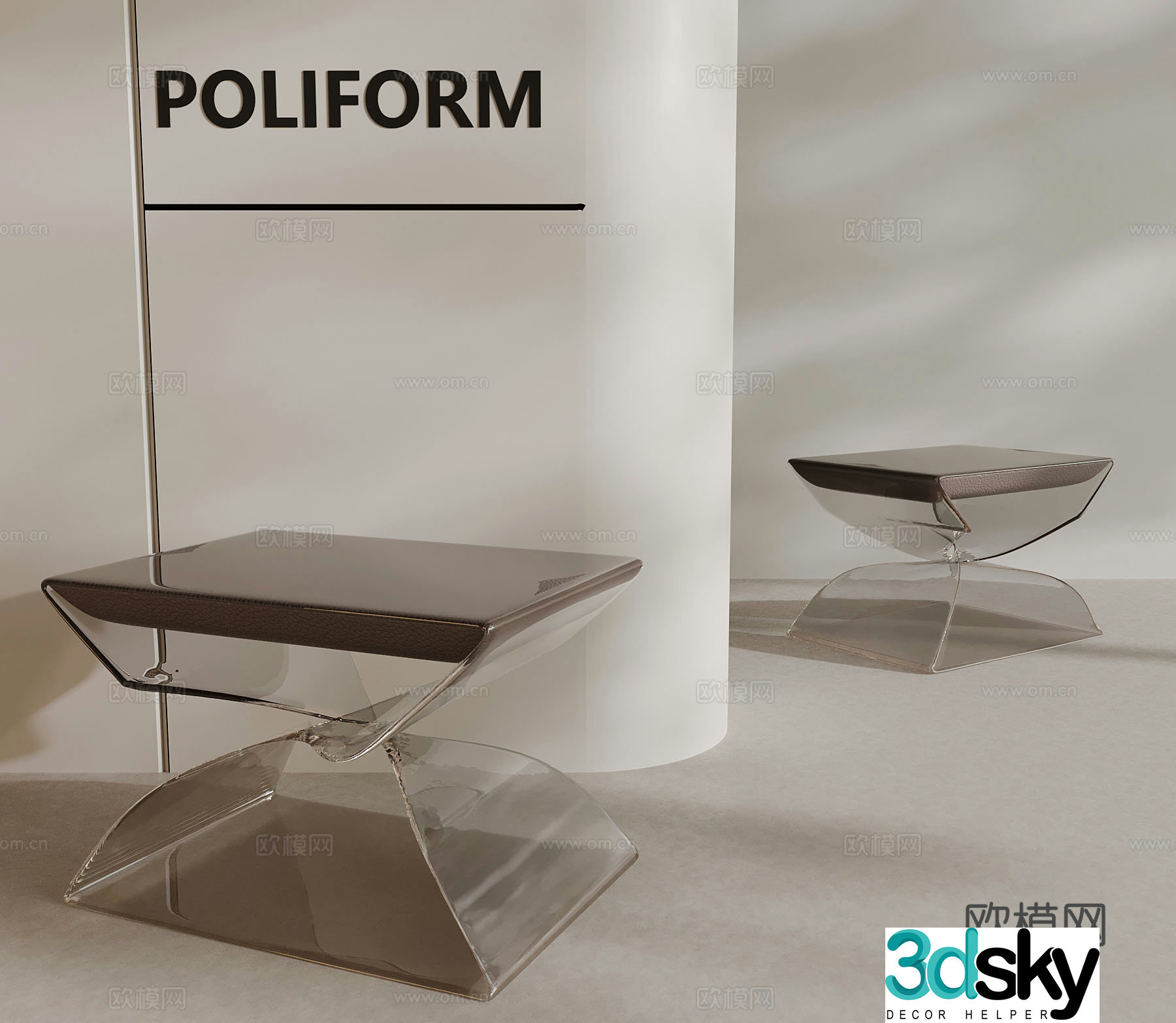 Modern acrylic stool 3d model