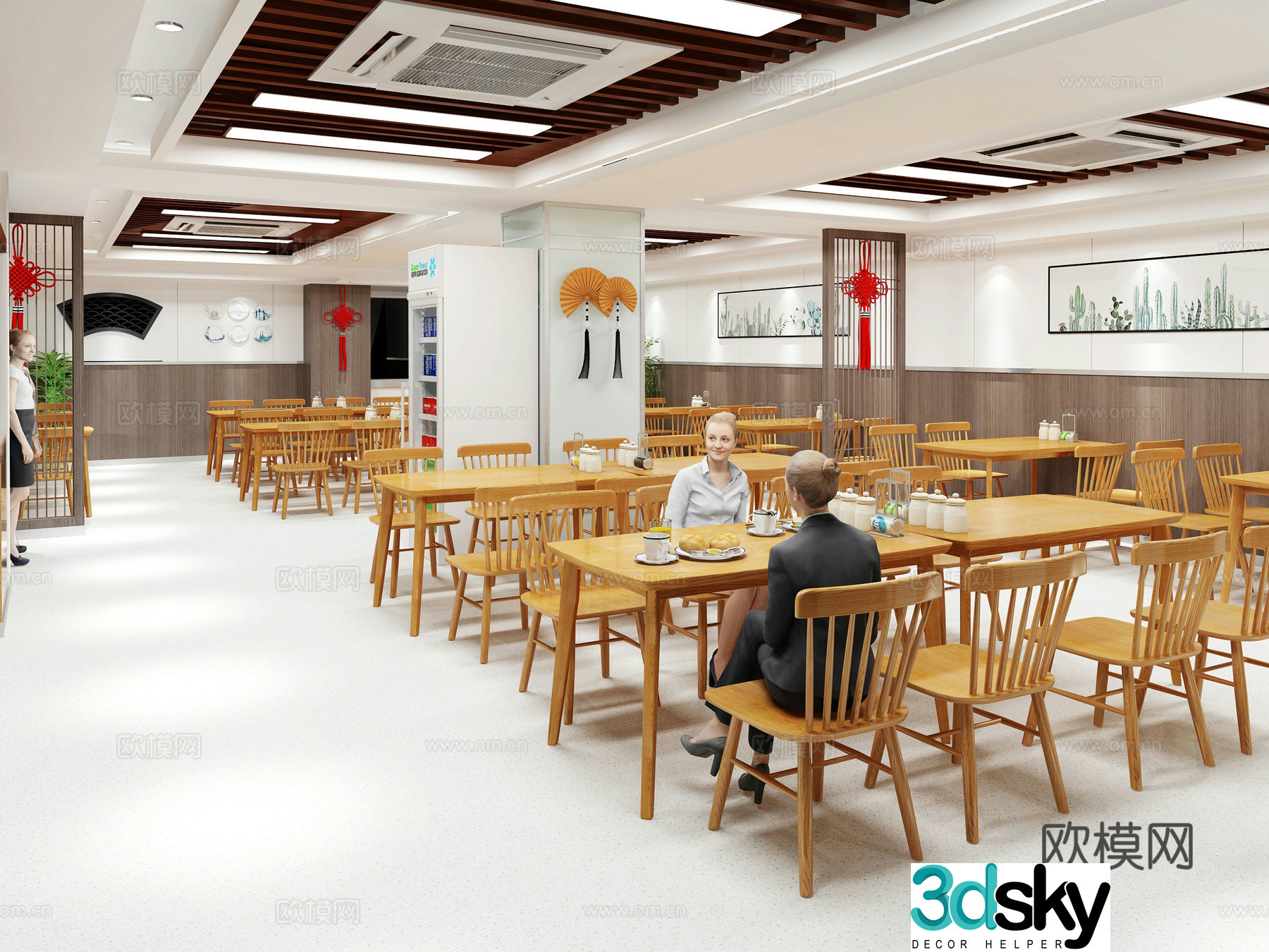 Modern restaurant Employee canteen Catering store Employee restaurant 3D model