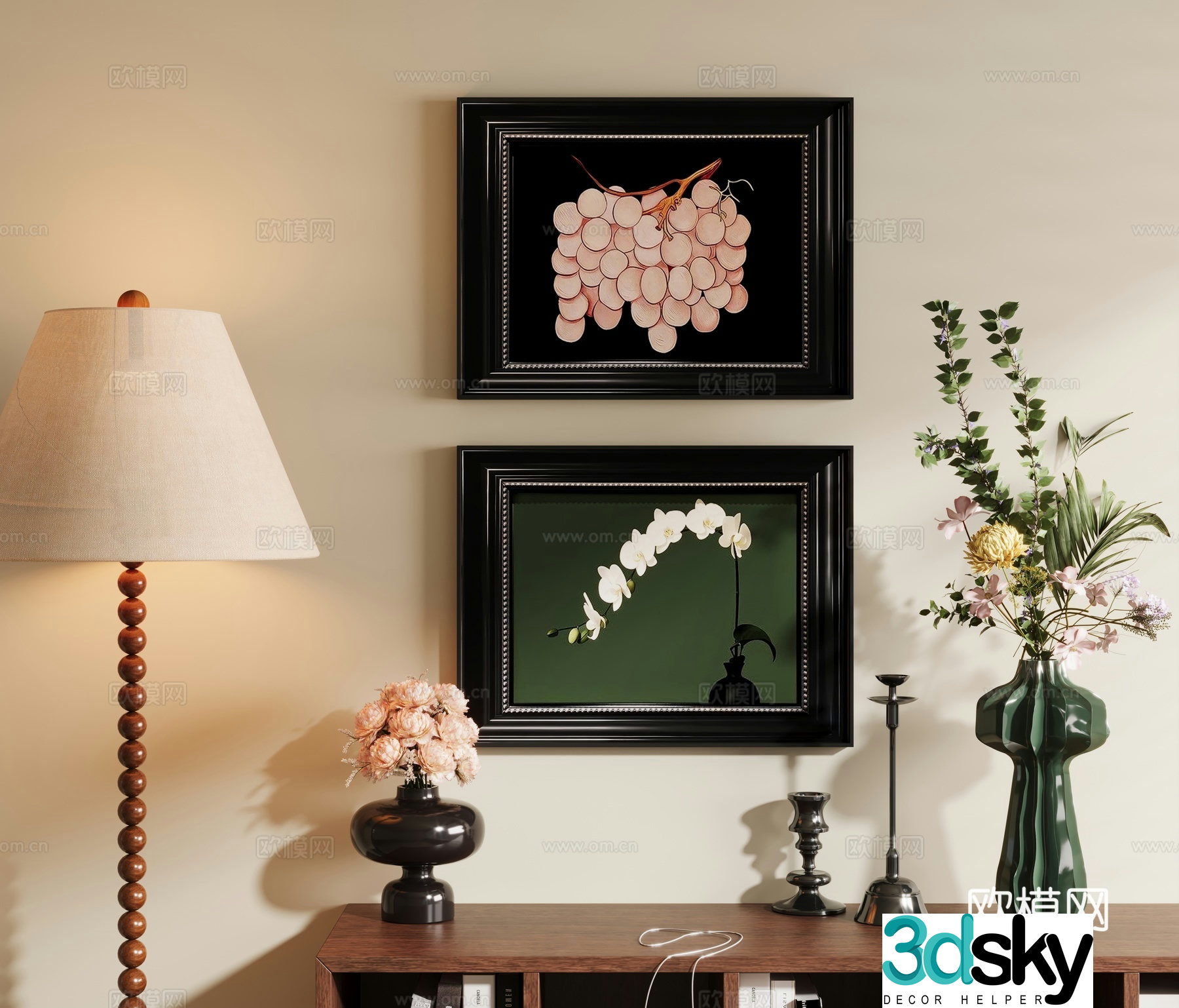 Medium style restaurant decoration painting 3d model