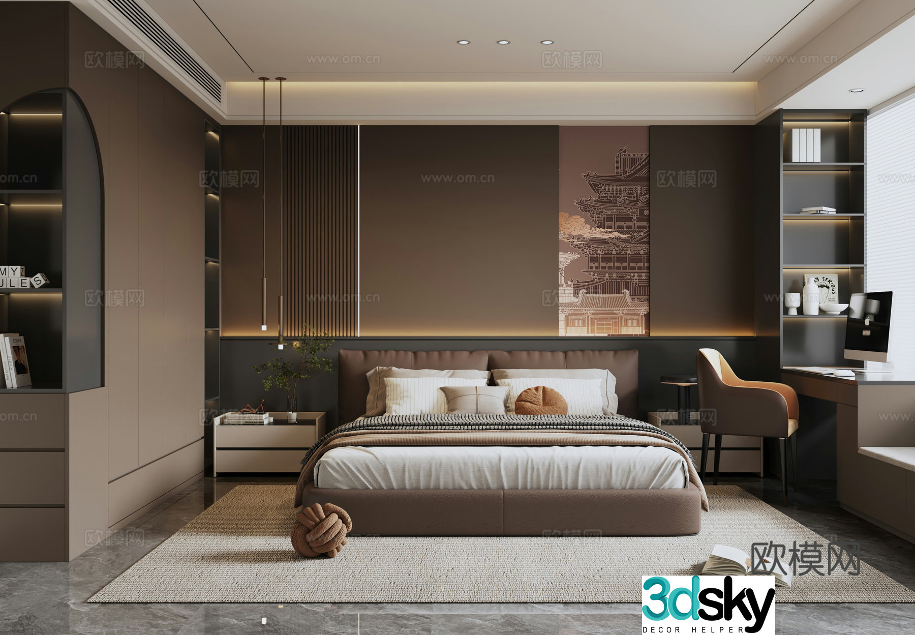 Modern Italian home bedroom 3d model