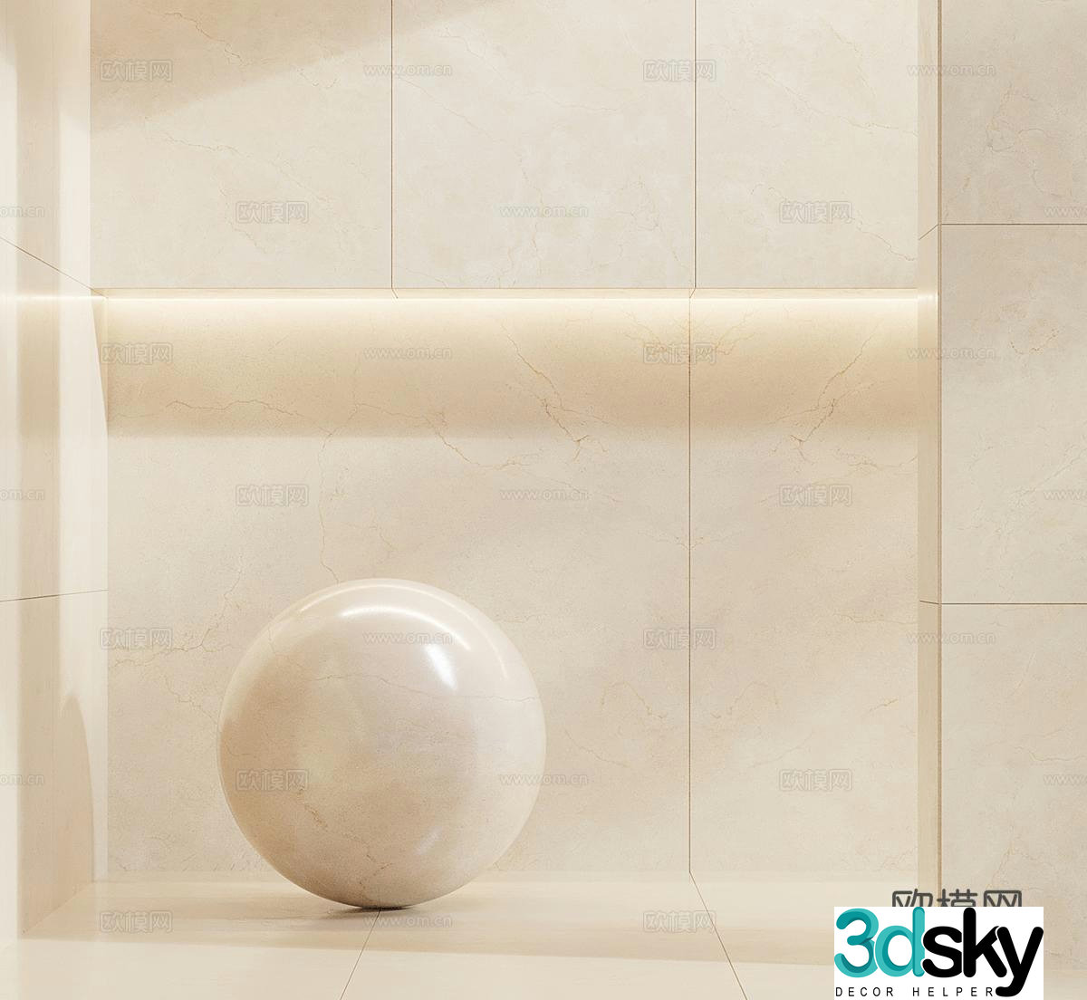 Beige marble marble rock slab tiles 3d model