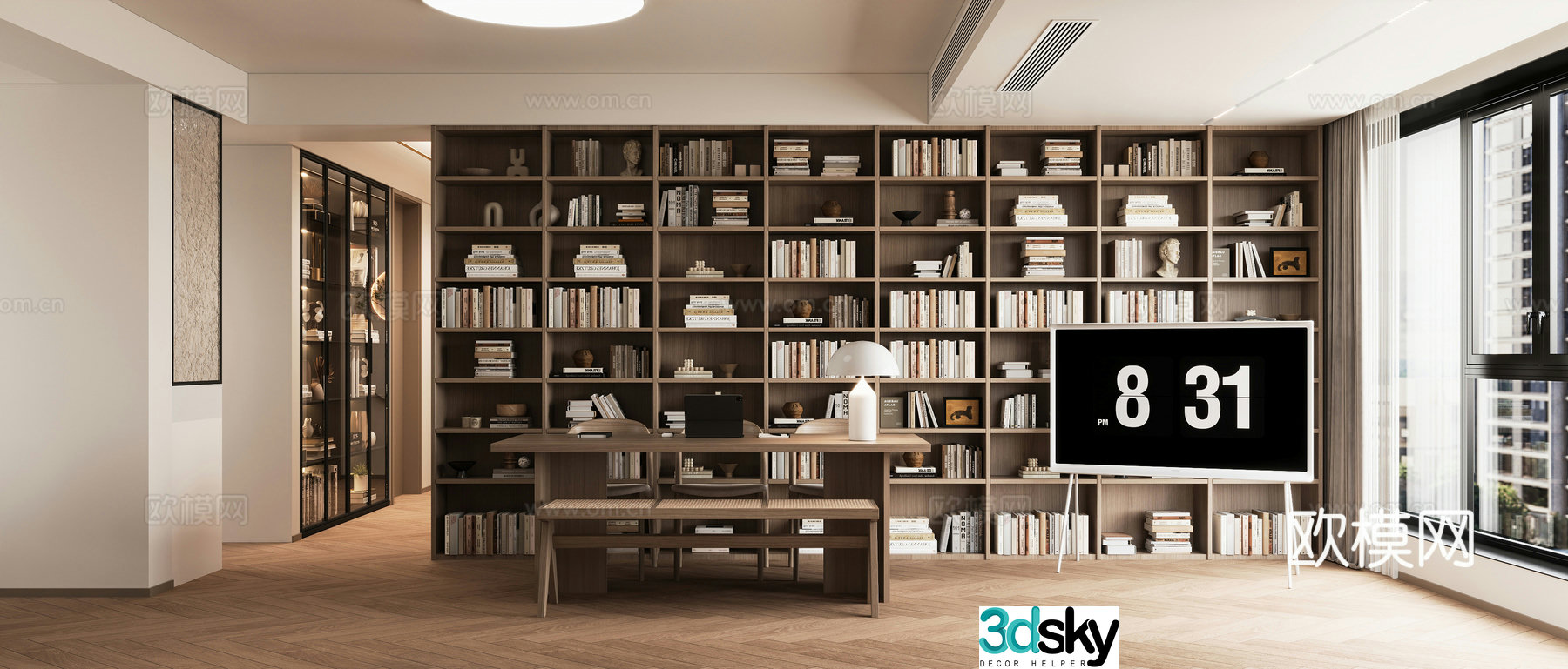 Modern light luxury living and dining room 3D model