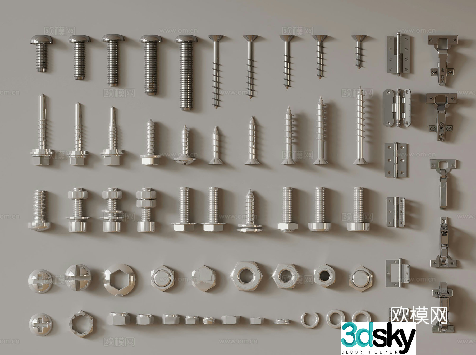 Modern hardware screw 3d model