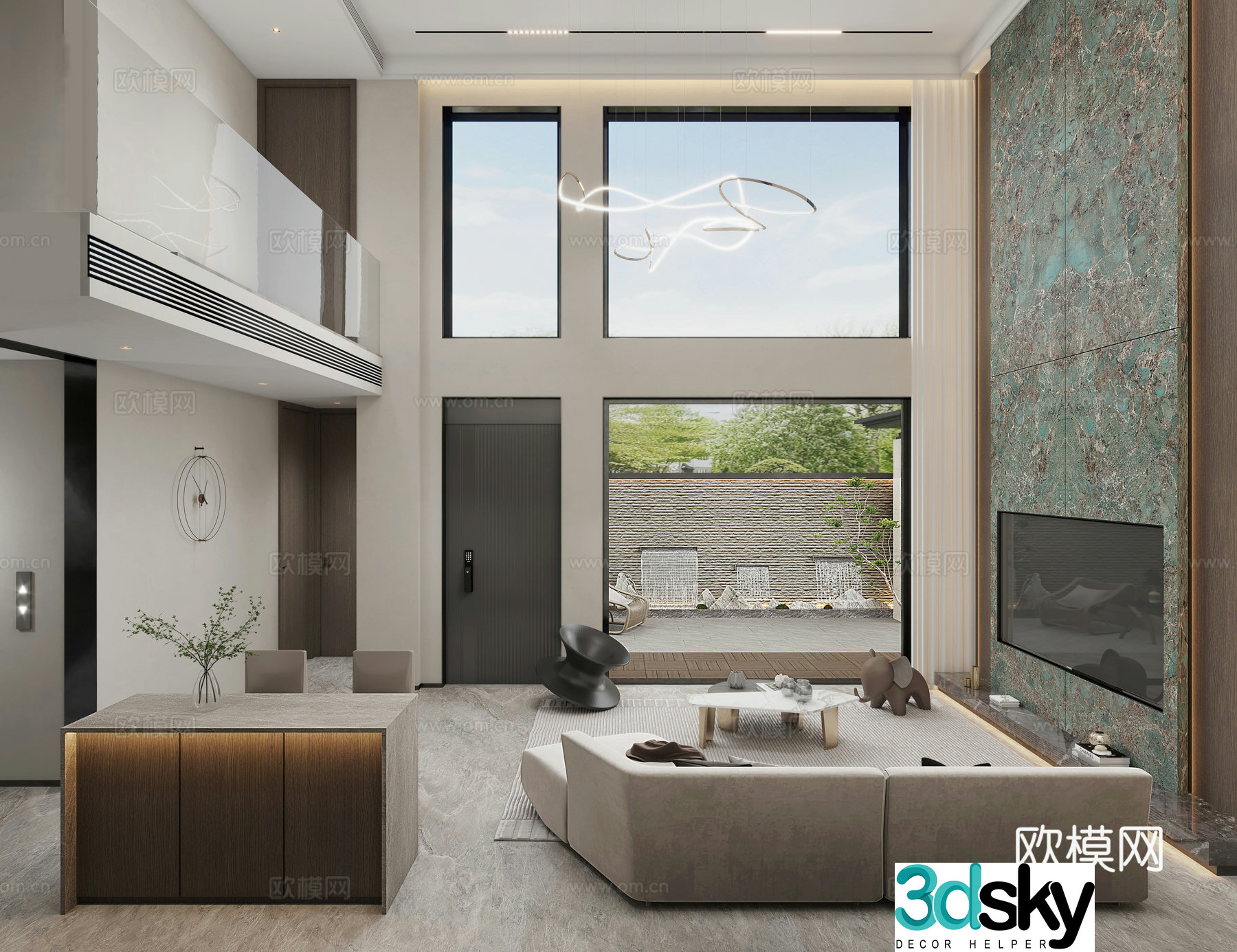 Modern living room Villa living room 3d model