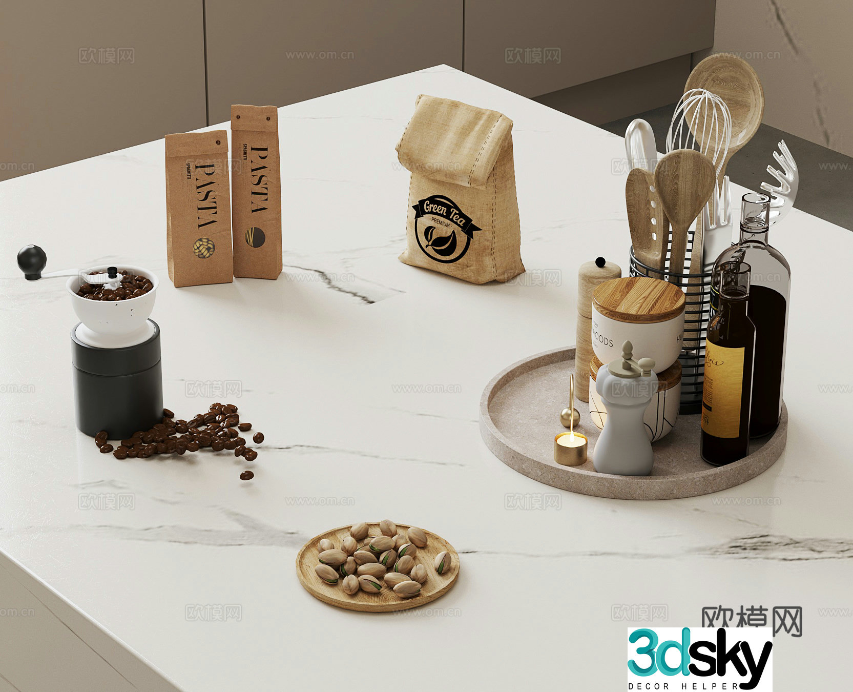 Kitchen supplies seasonings snacks kitchen utensils coffee 3d model
