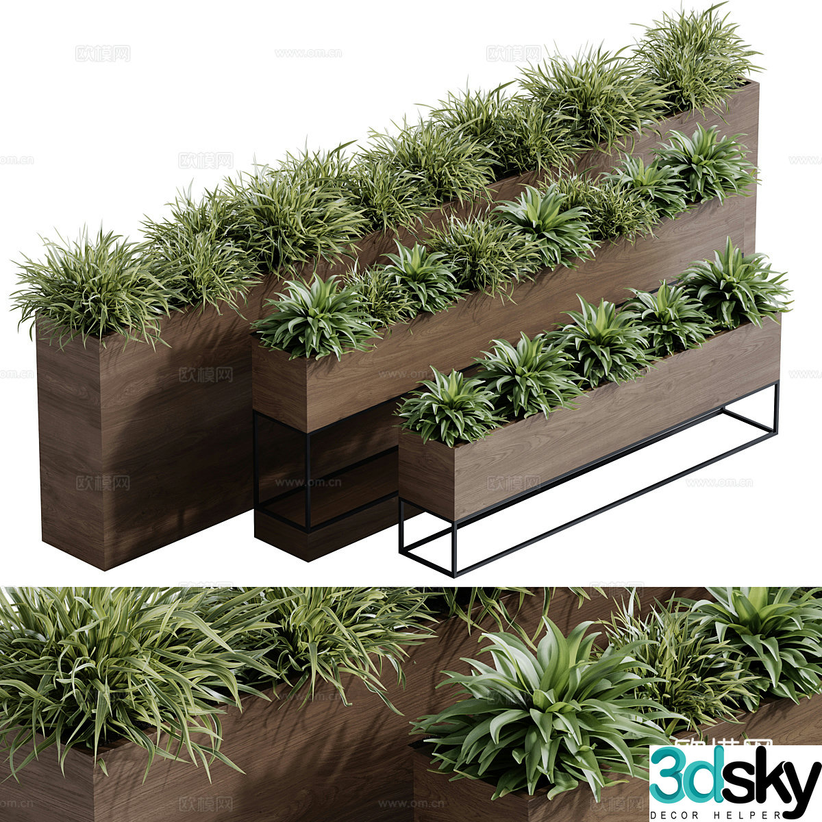 Modern bonsai potted flower bed 3D model
