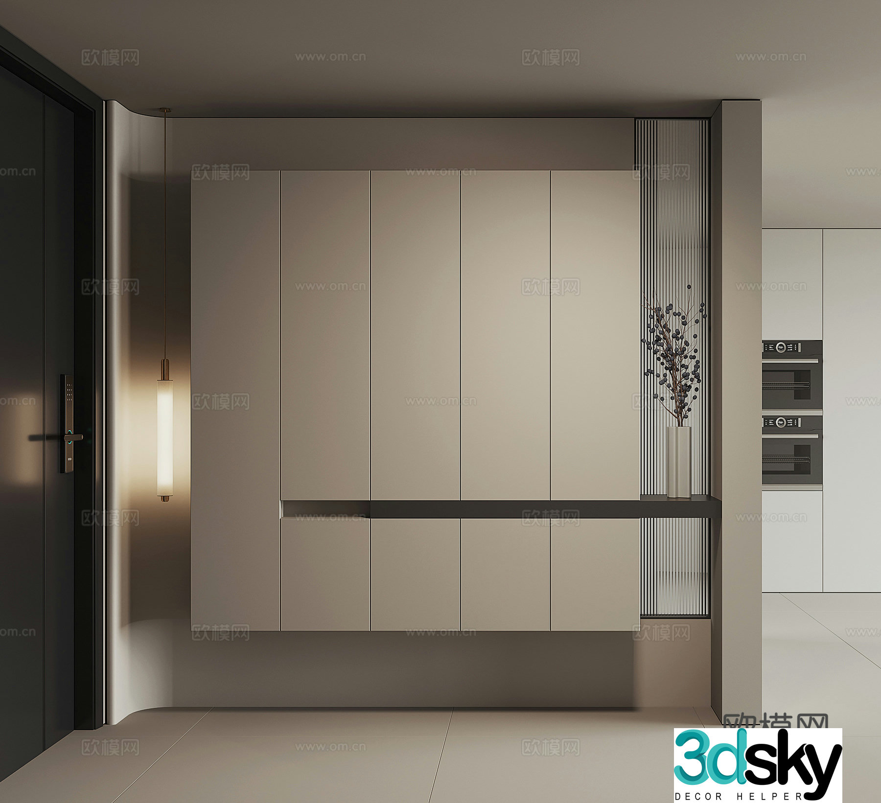 Modern home entrance shoe cabinet 3D model