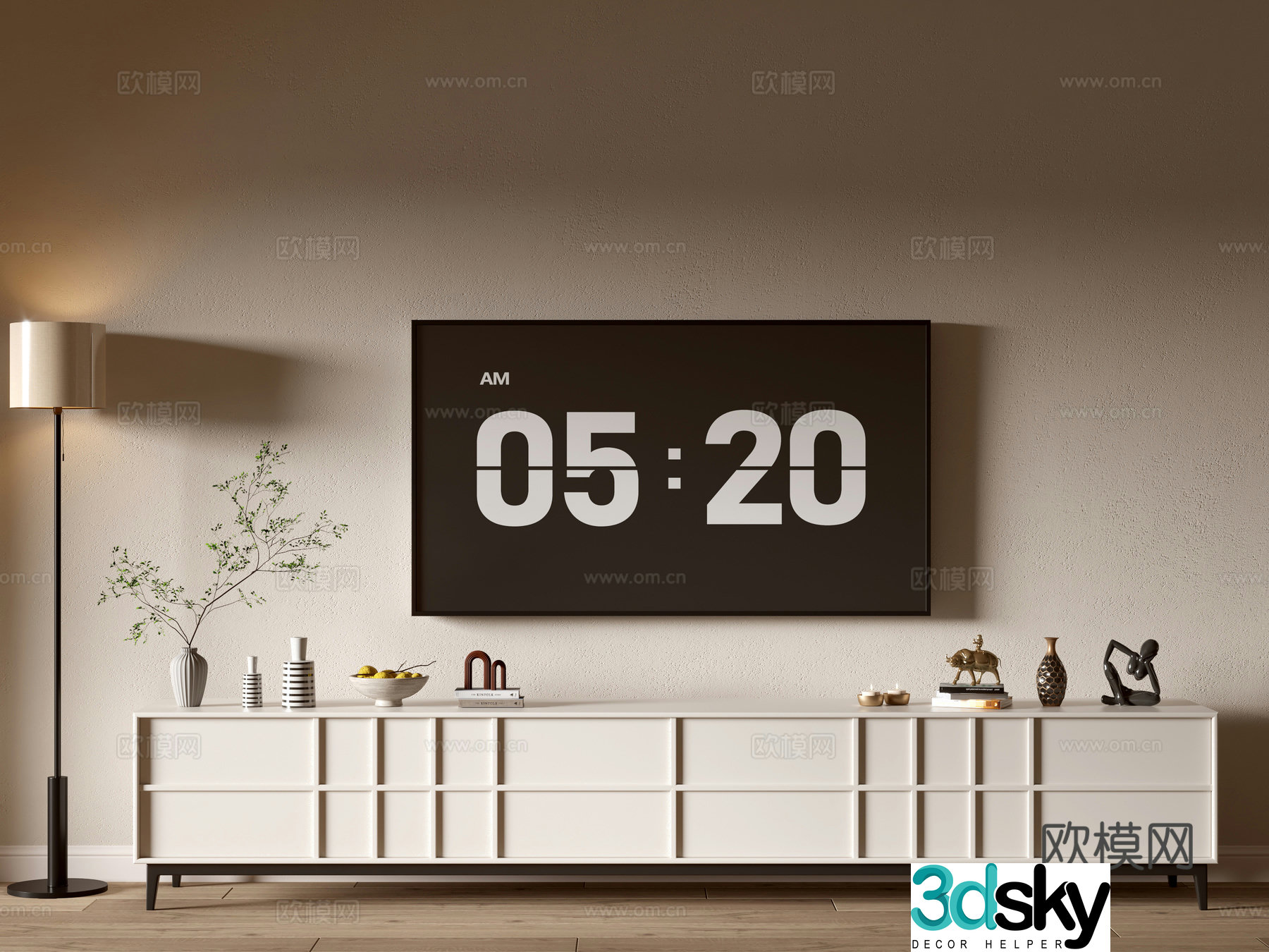 Modern cream-style TV cabinet overall cabinet sideboard balcony cabinet storage cabinet entrance entrance 3D model