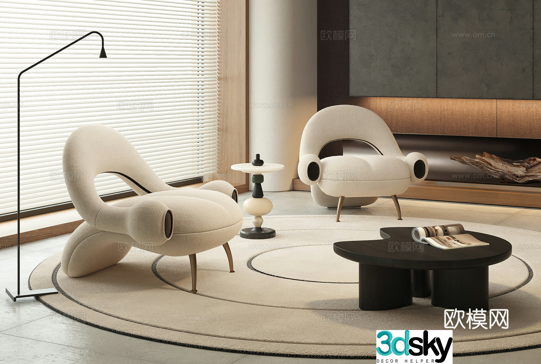 Modern sofa Single sofa Casual sofa Carpet Side and corner 3D model
