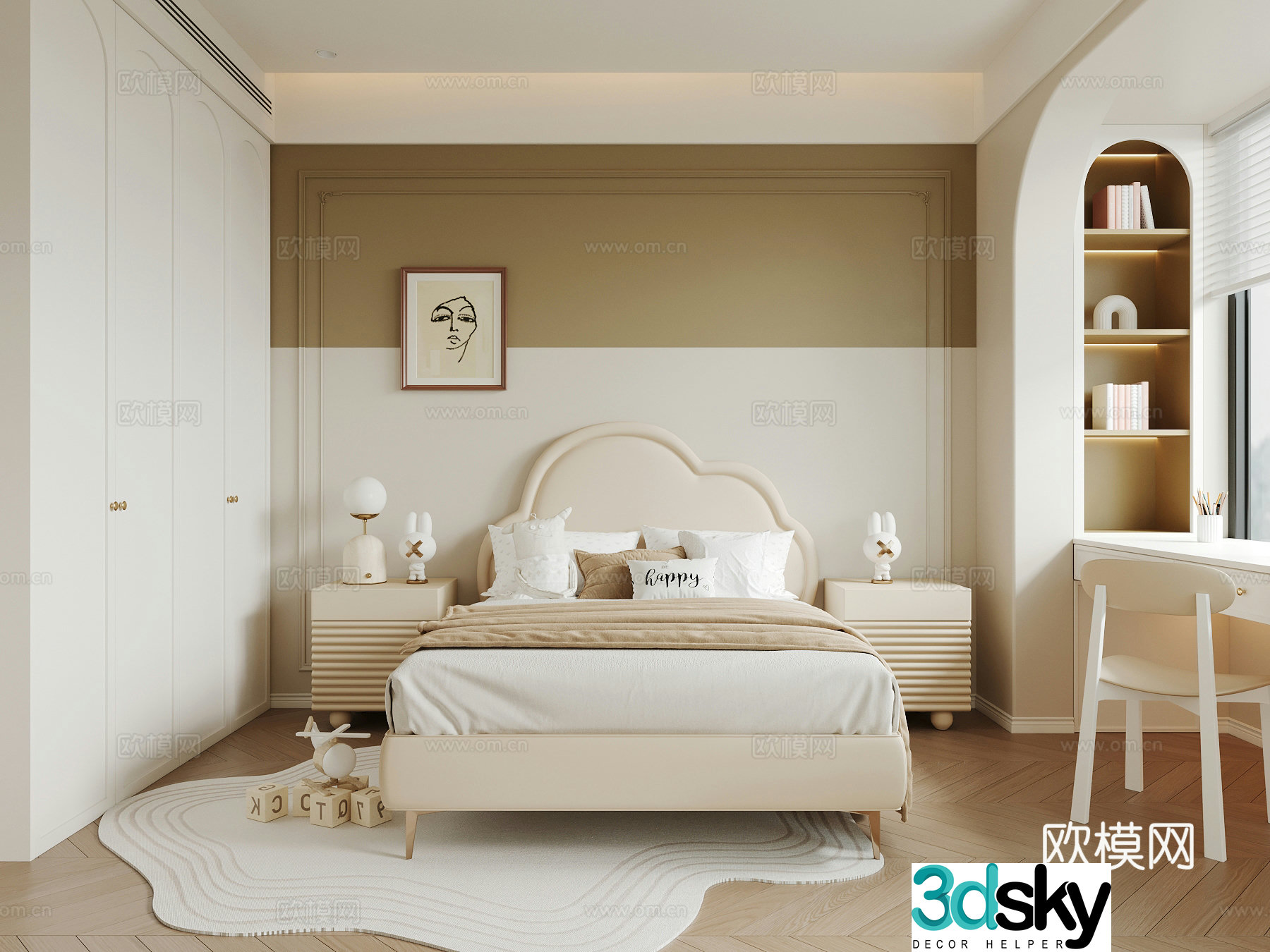 French girl room children’s room 3d model