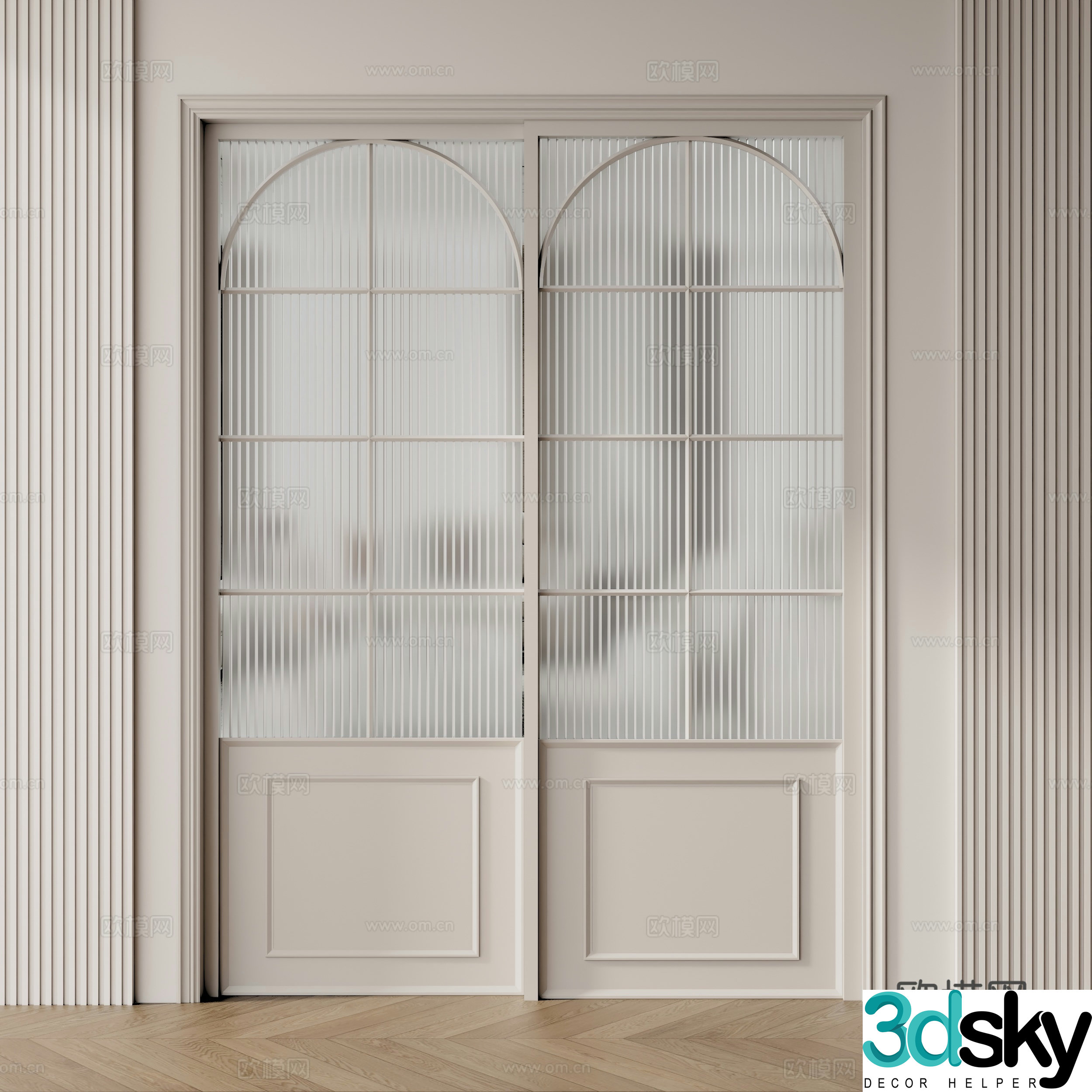 French glass sliding door 3d model
