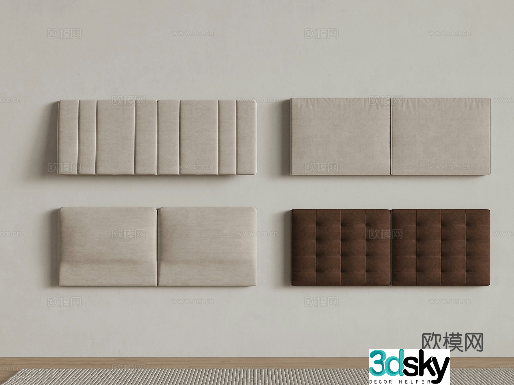 Modern bedside bedside double bedside bedside 3D model