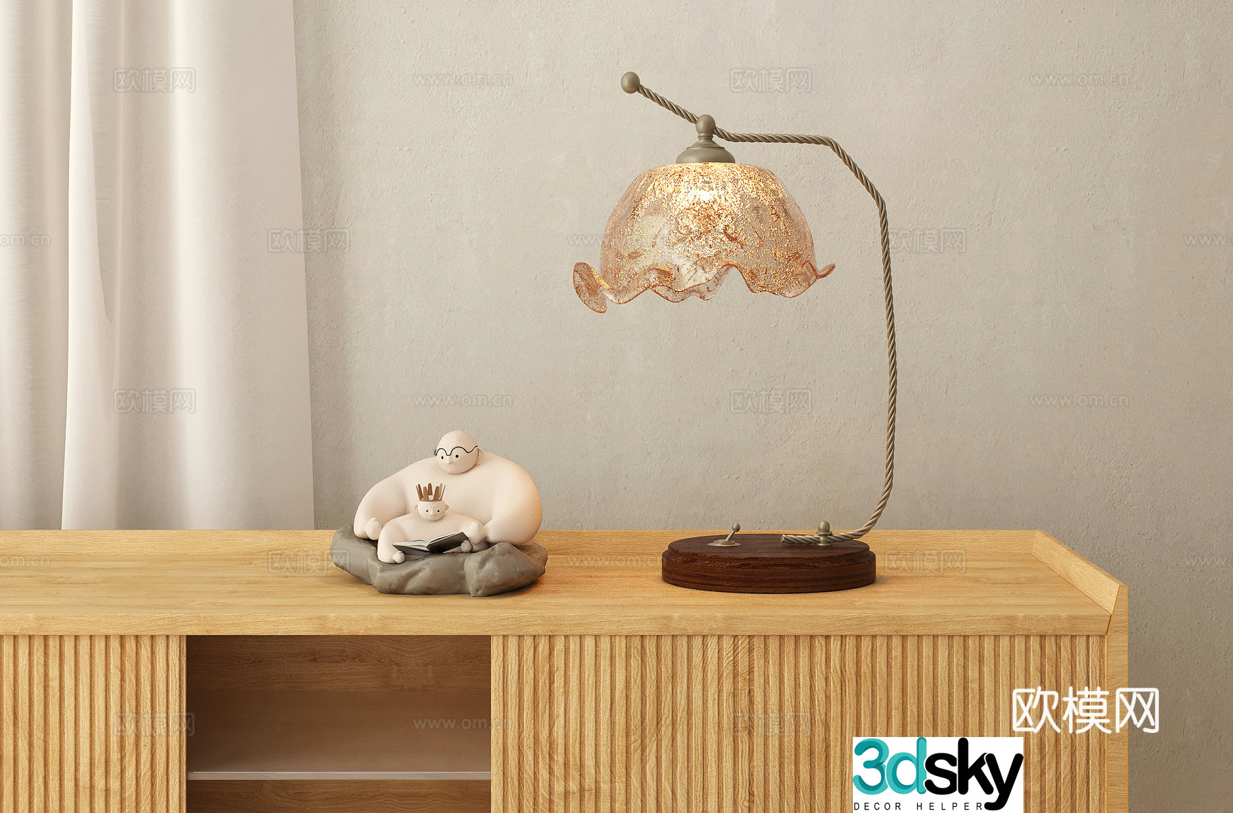French retro desk lamp metal desk lamp bedside desk lamp 3d model