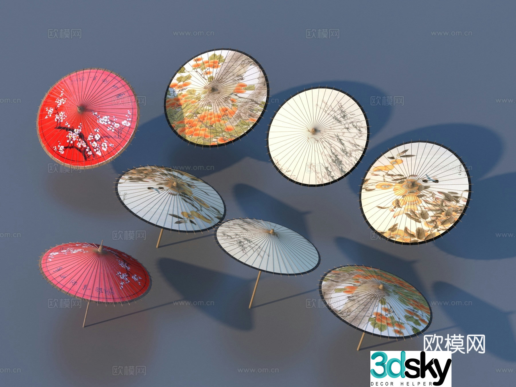 Umbrella Oil paper umbrella Chinese umbrella 3D model